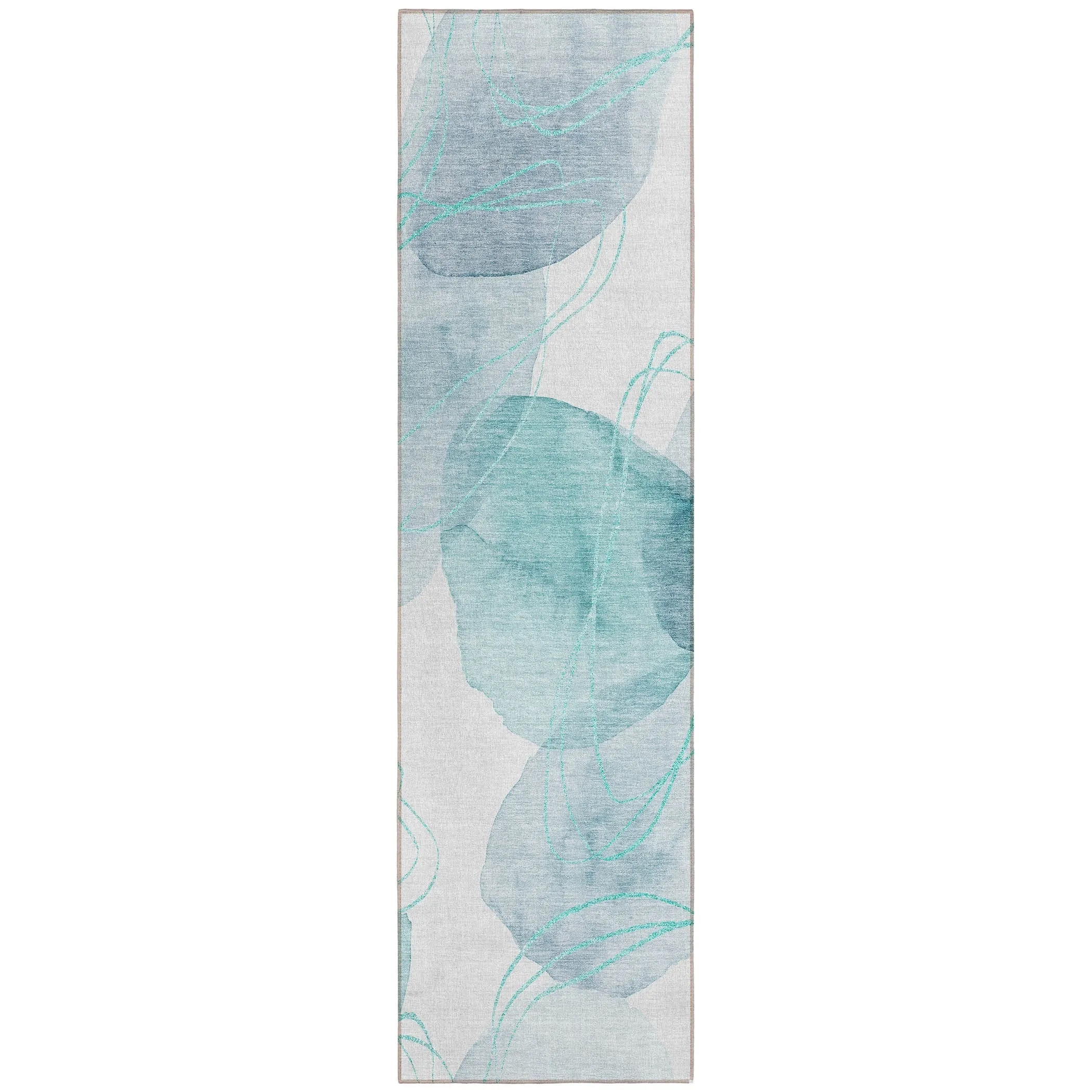 Machine Washable Indoor/ Outdoor Modern Circles Chantille Rug