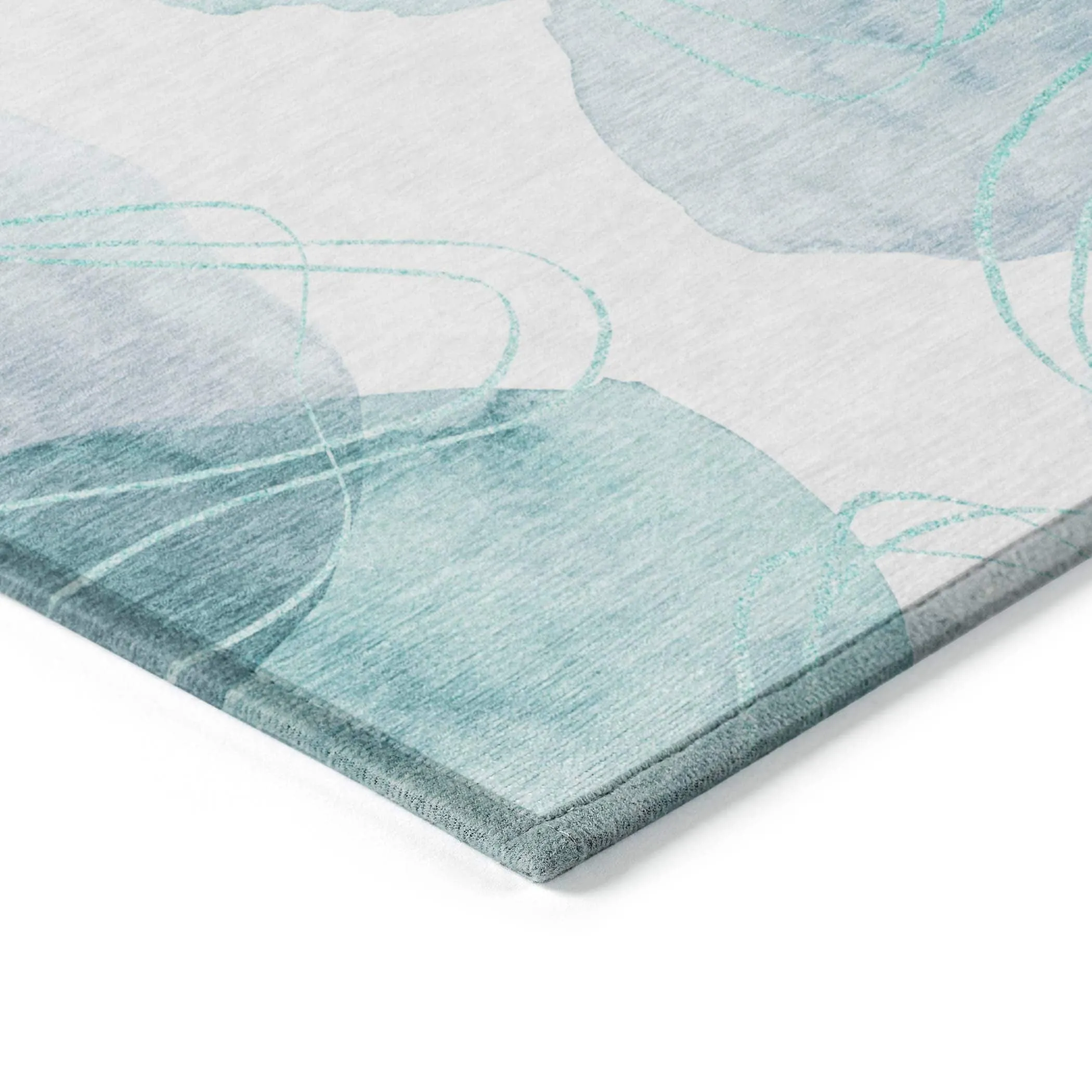 Machine Washable Indoor/ Outdoor Modern Circles Chantille Rug