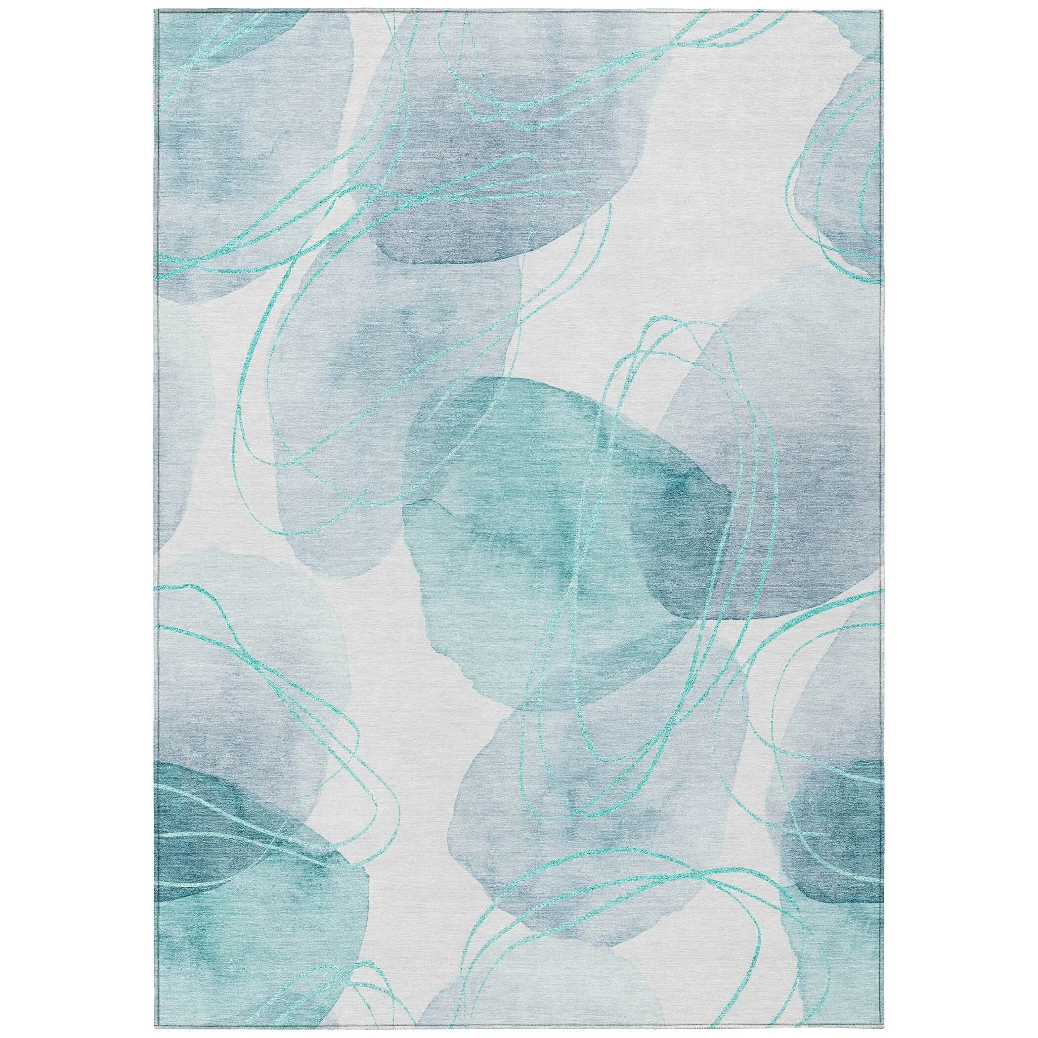 Machine Washable Indoor/ Outdoor Modern Circles Chantille Rug