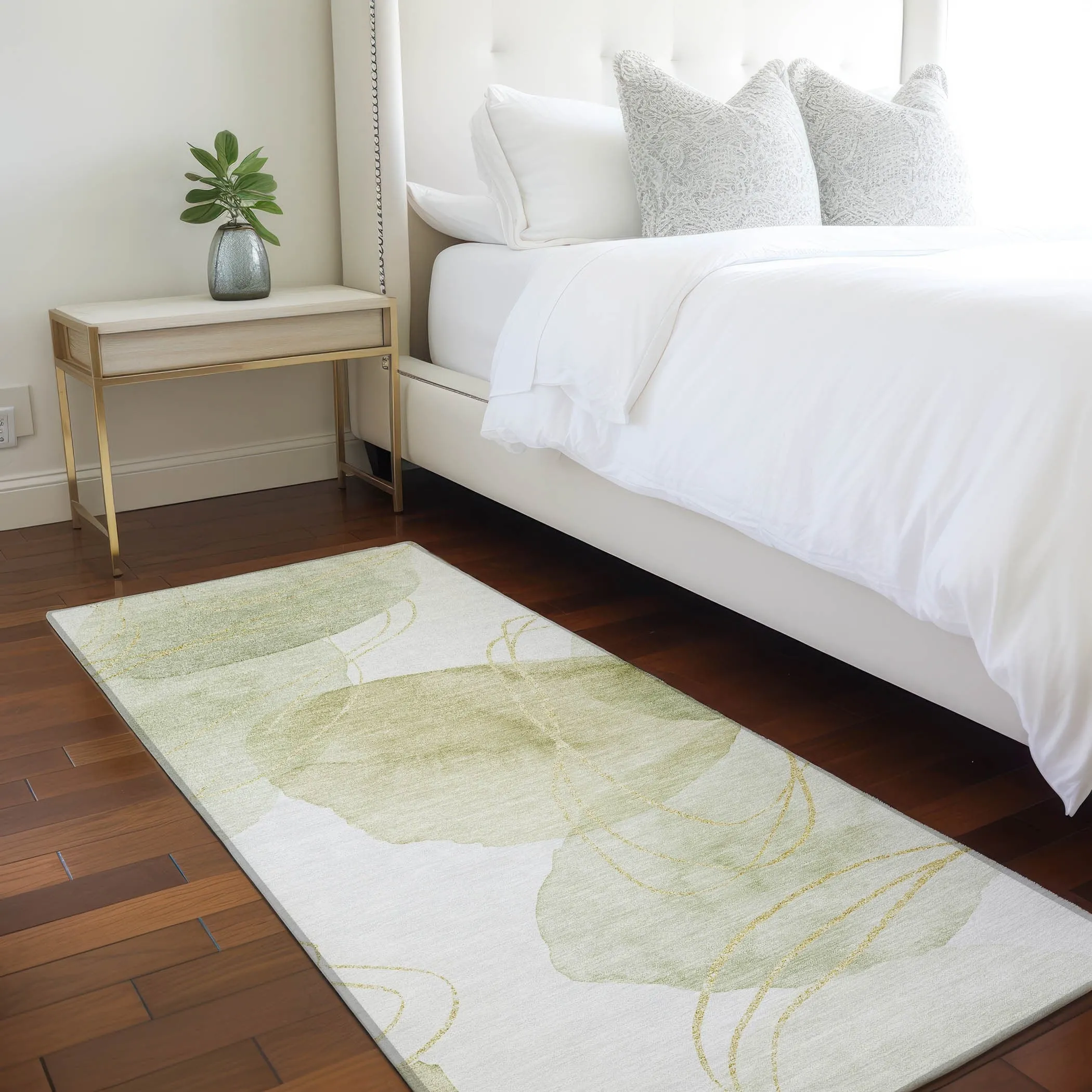 Machine Washable Indoor/ Outdoor Modern Circles Chantille Rug