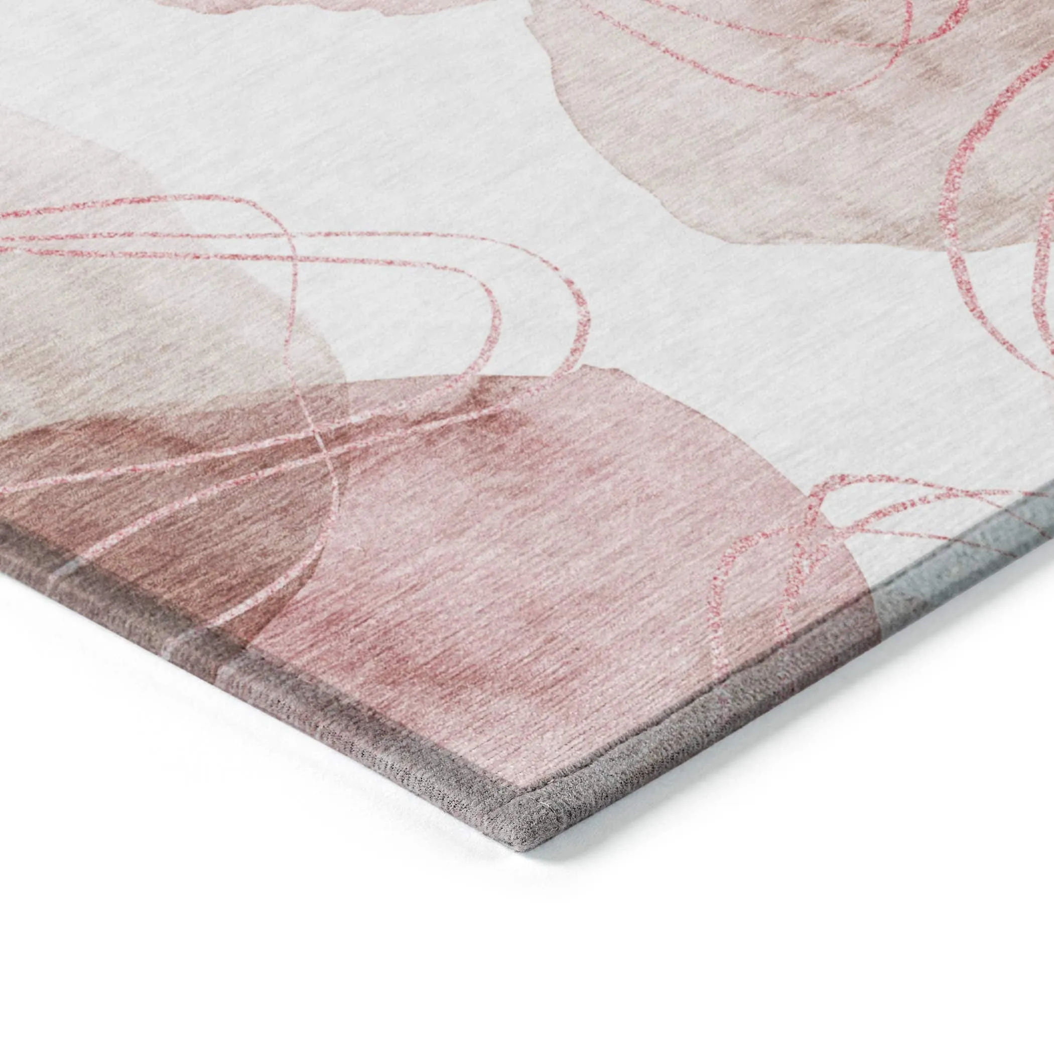Machine Washable Indoor/ Outdoor Modern Circles Chantille Rug