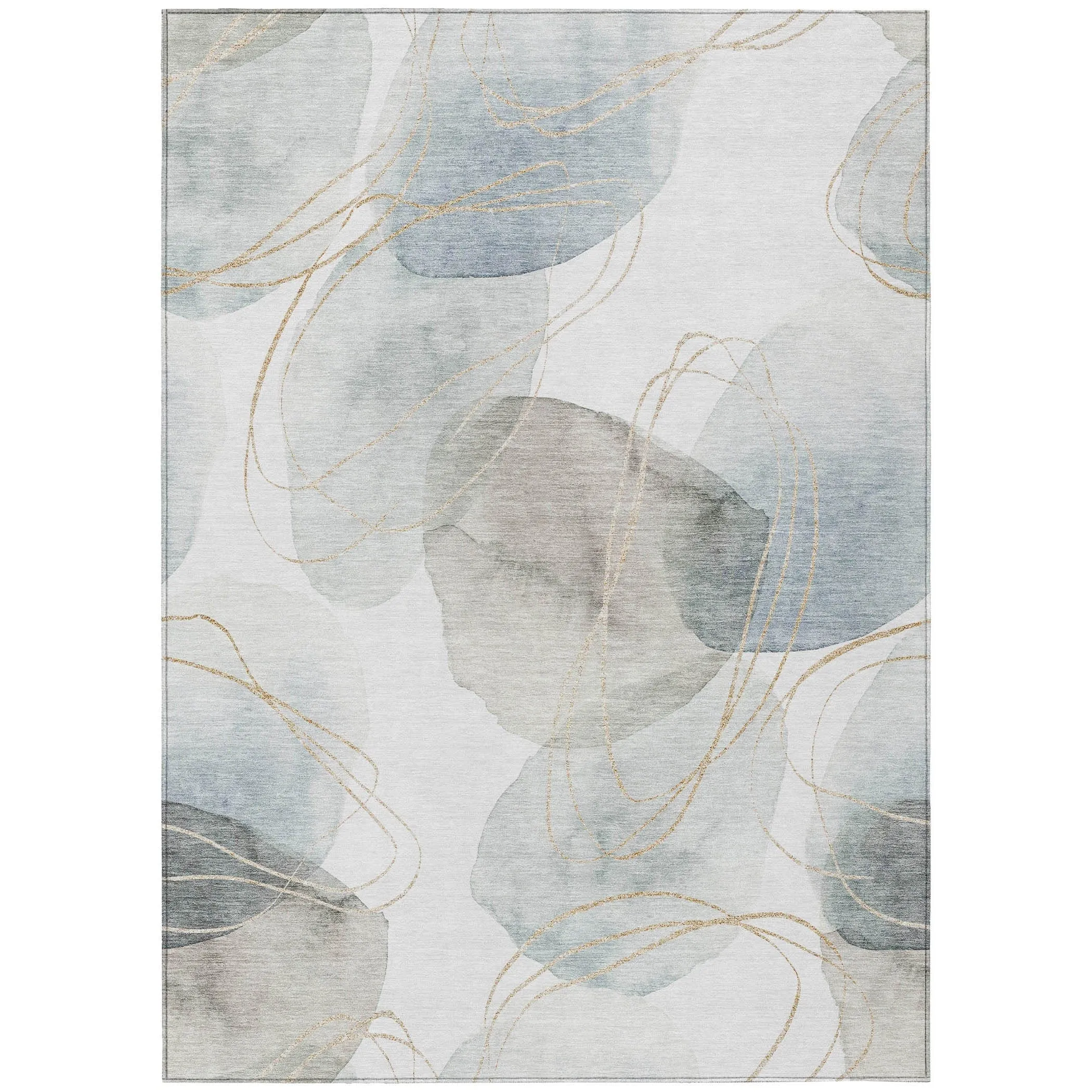 Machine Washable Indoor/ Outdoor Modern Circles Chantille Rug