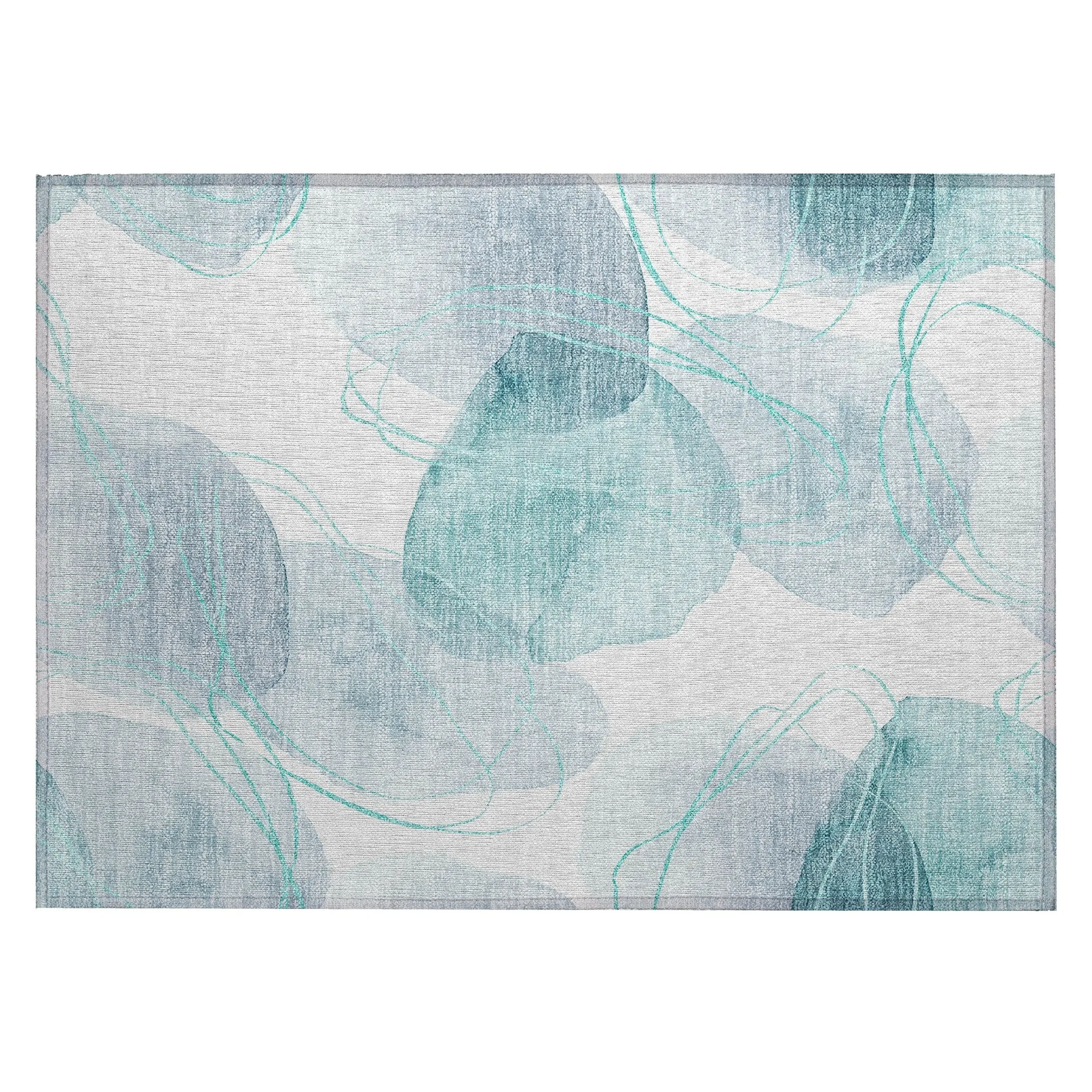 Machine Washable Indoor/ Outdoor Modern Circles Chantille Rug