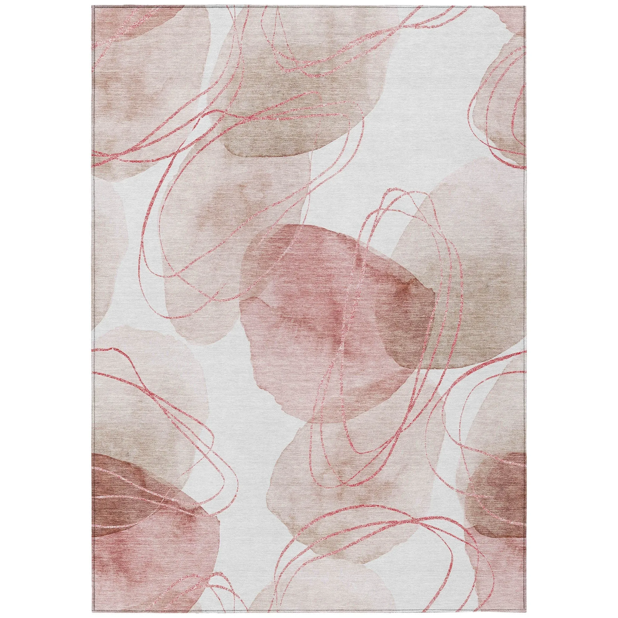 Machine Washable Indoor/ Outdoor Modern Circles Chantille Rug
