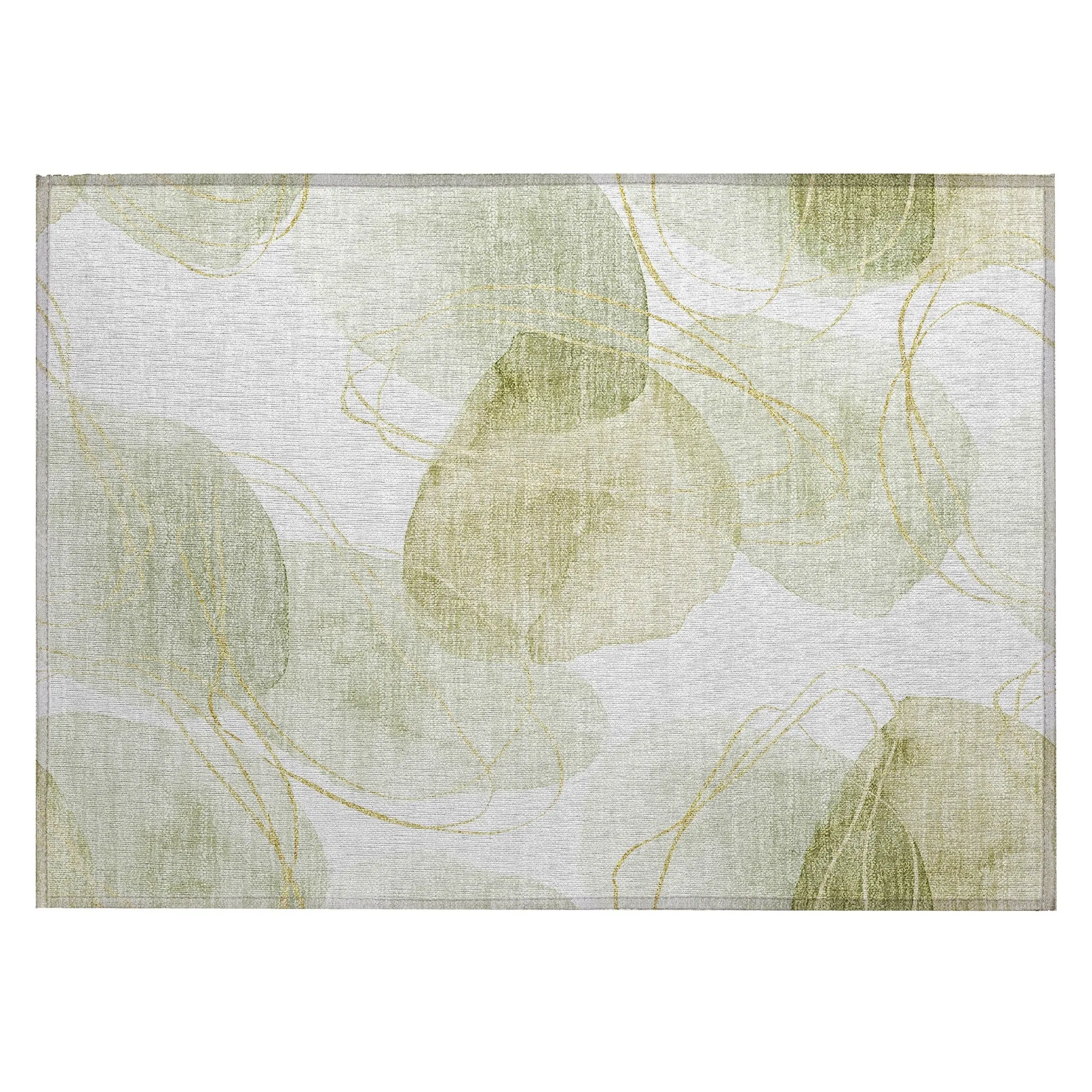 Machine Washable Indoor/ Outdoor Modern Circles Chantille Rug
