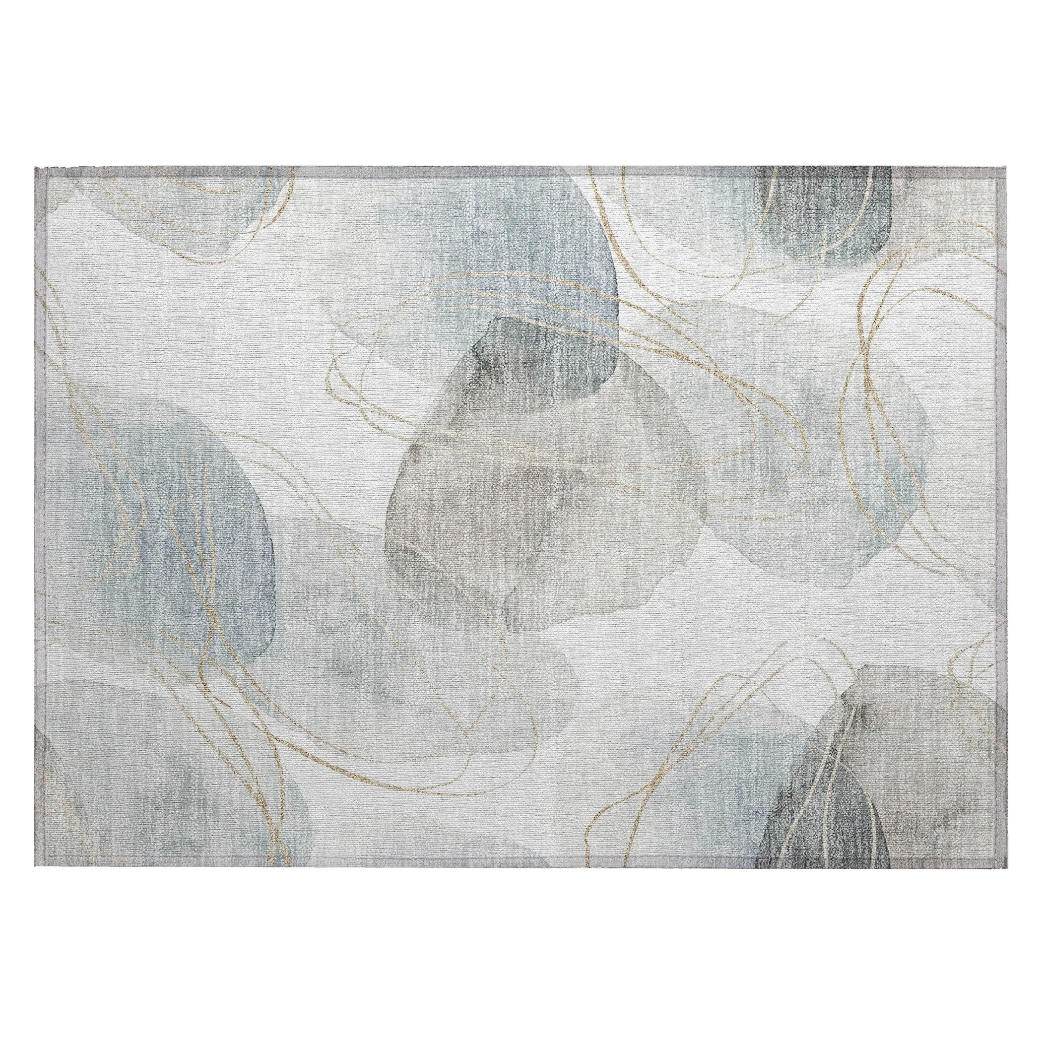 Machine Washable Indoor/ Outdoor Modern Circles Chantille Rug