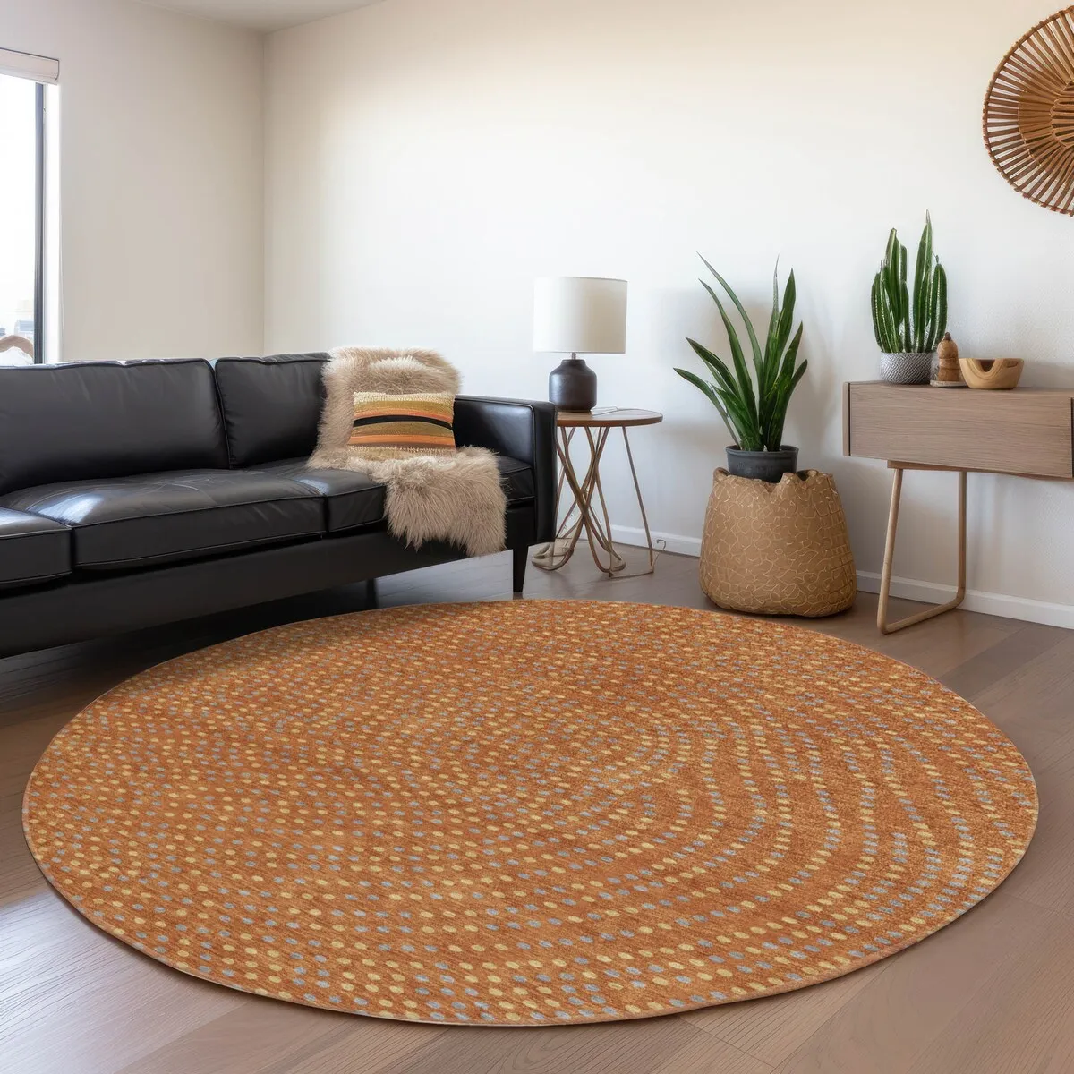 Machine Washable Indoor/ Outdoor Modern Dotty Chantille Rug