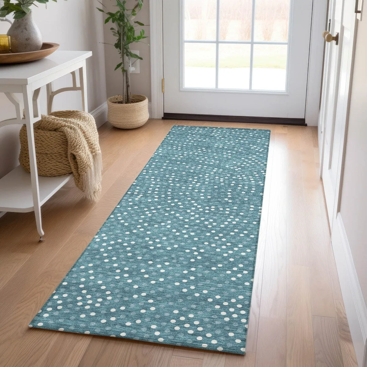 Machine Washable Indoor/ Outdoor Modern Dotty Chantille Rug