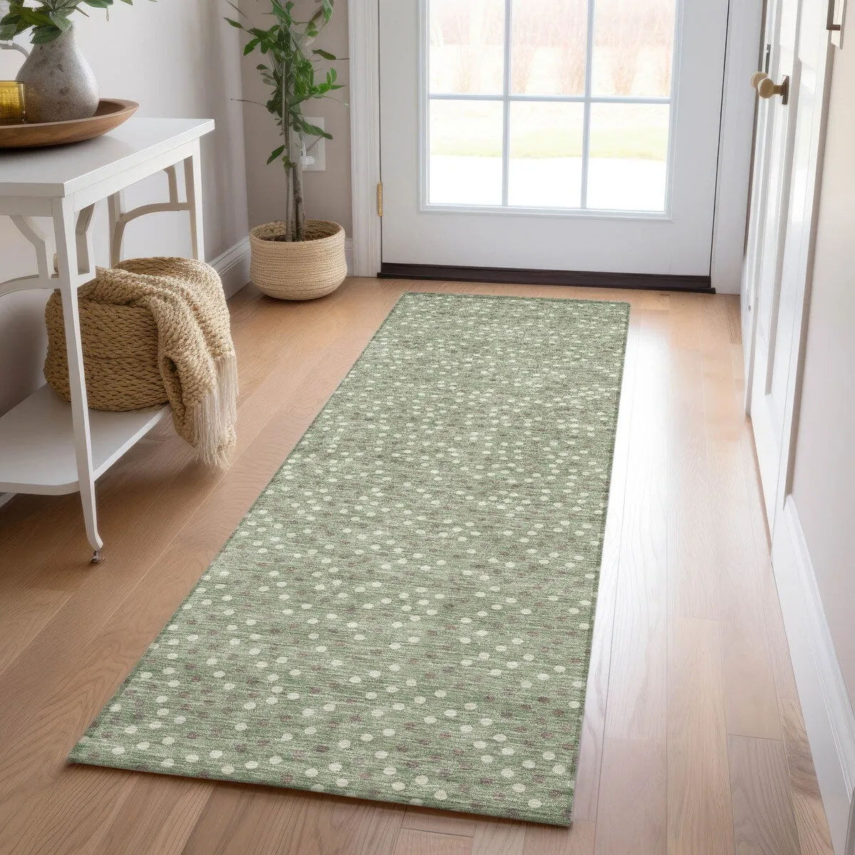Machine Washable Indoor/ Outdoor Modern Dotty Chantille Rug