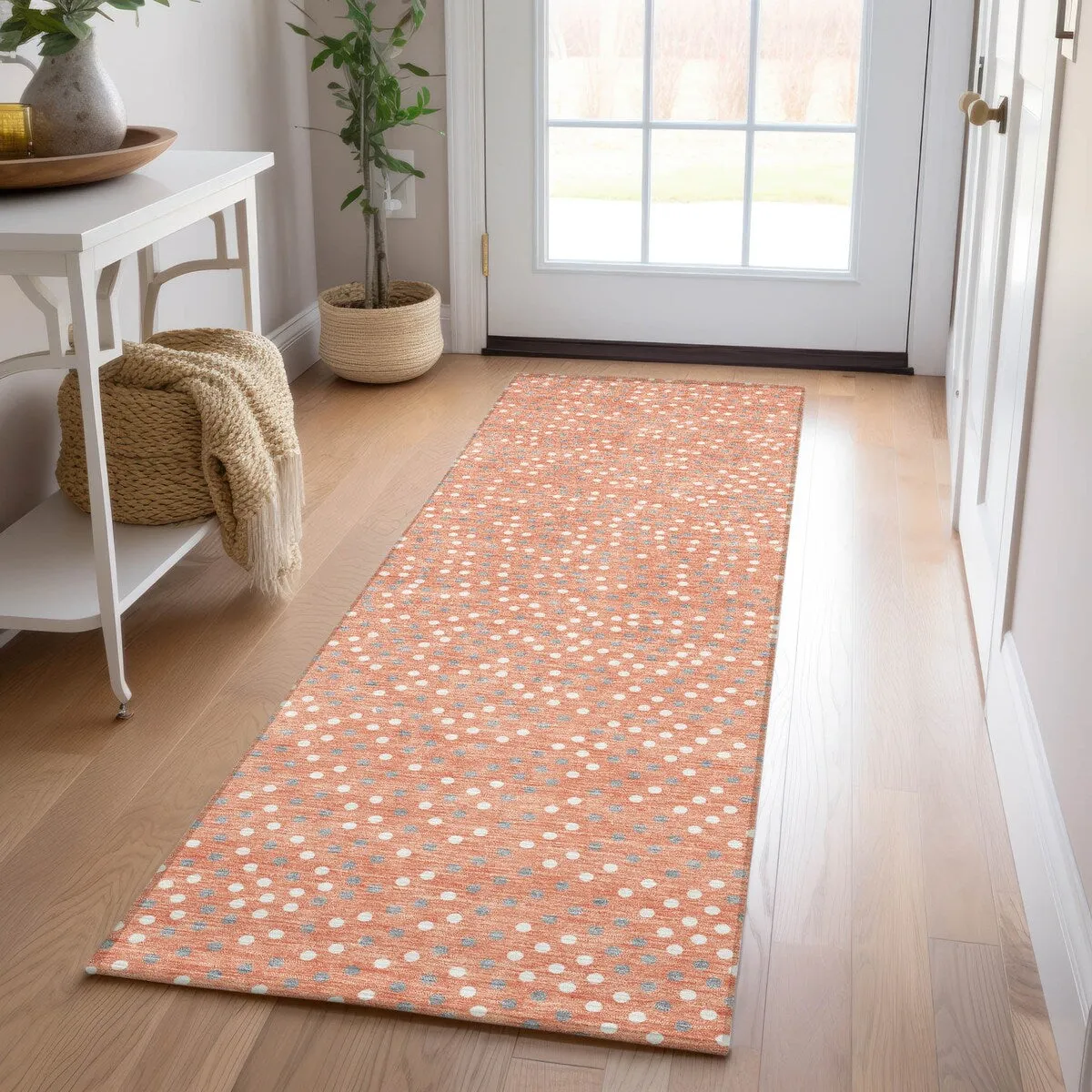 Machine Washable Indoor/ Outdoor Modern Dotty Chantille Rug