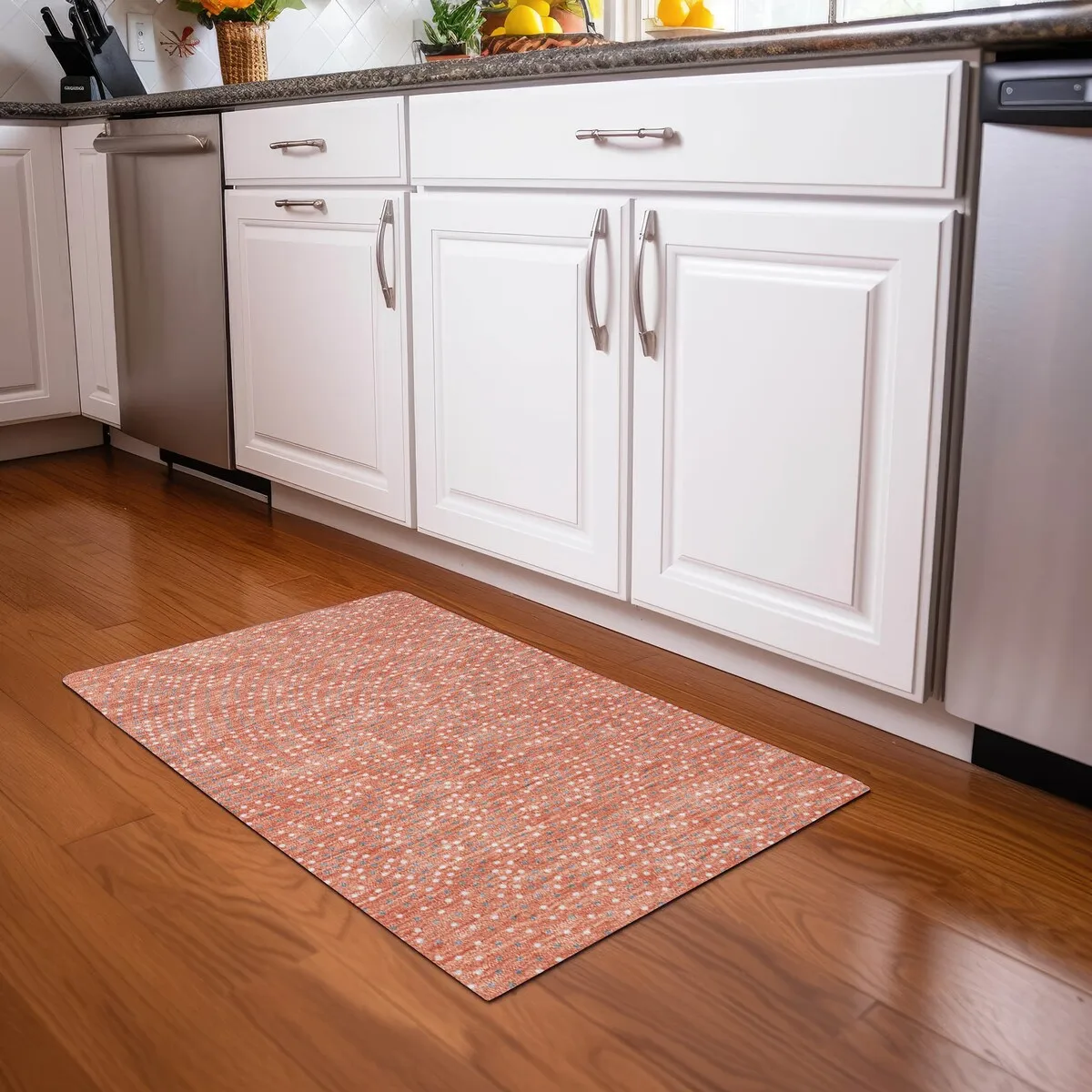 Machine Washable Indoor/ Outdoor Modern Dotty Chantille Rug