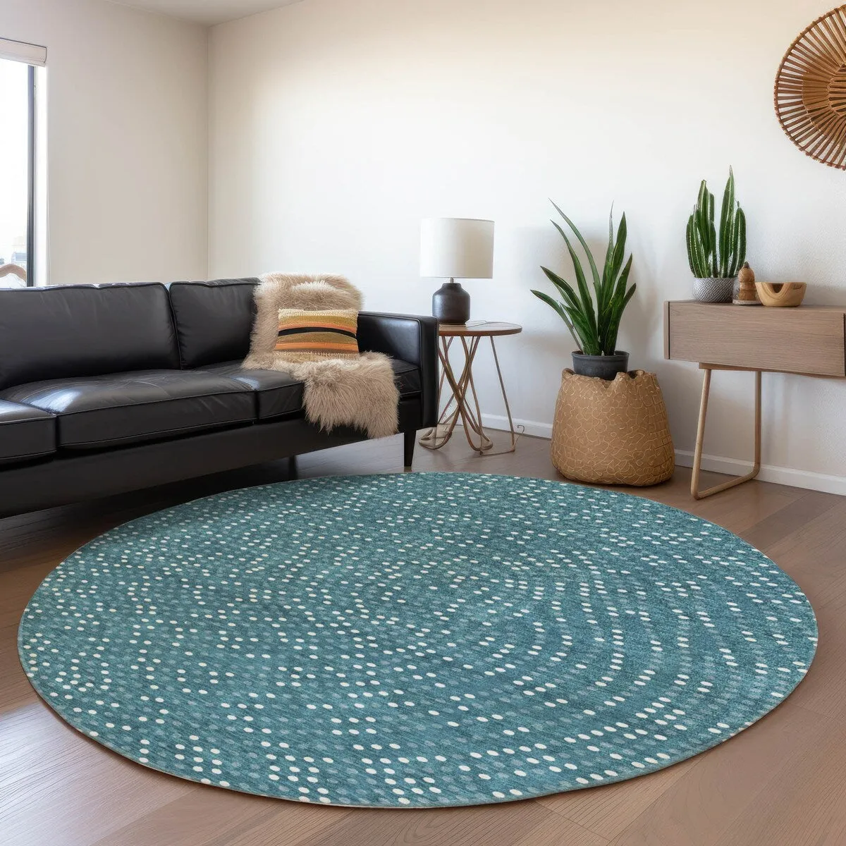Machine Washable Indoor/ Outdoor Modern Dotty Chantille Rug