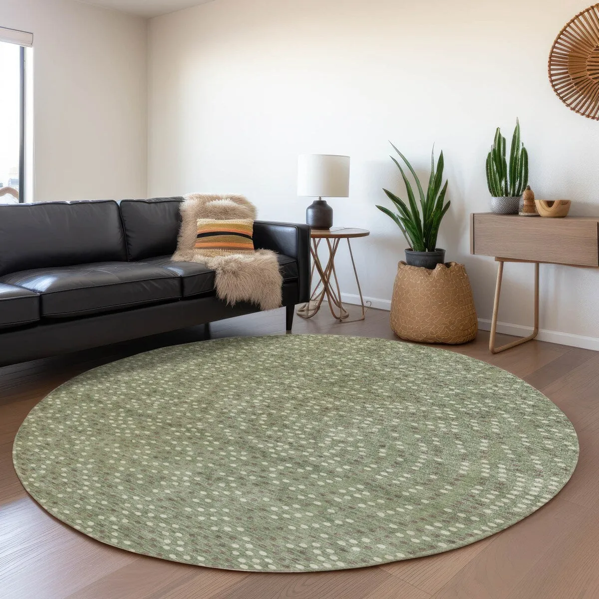 Machine Washable Indoor/ Outdoor Modern Dotty Chantille Rug