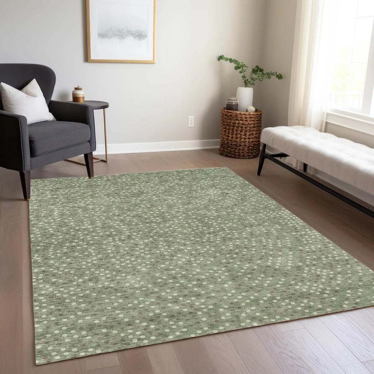 Machine Washable Indoor/ Outdoor Modern Dotty Chantille Rug