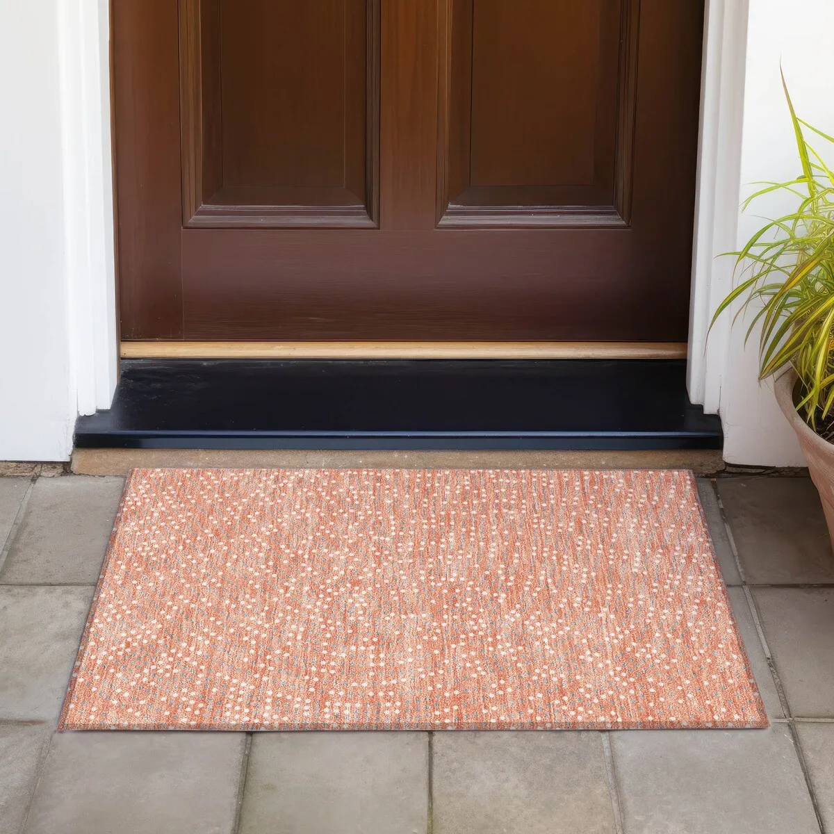Machine Washable Indoor/ Outdoor Modern Dotty Chantille Rug
