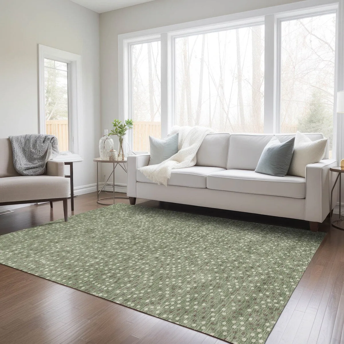 Machine Washable Indoor/ Outdoor Modern Dotty Chantille Rug