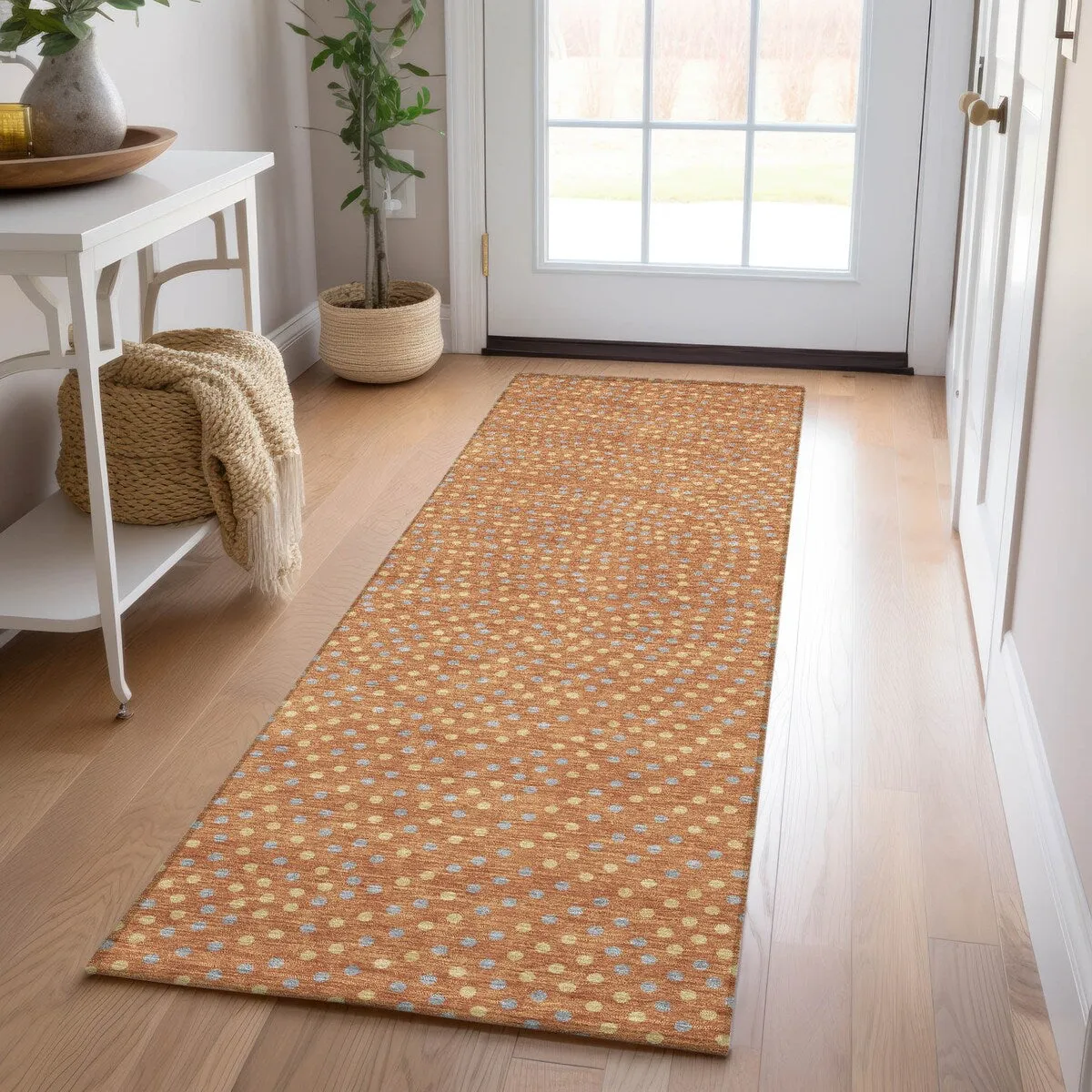 Machine Washable Indoor/ Outdoor Modern Dotty Chantille Rug
