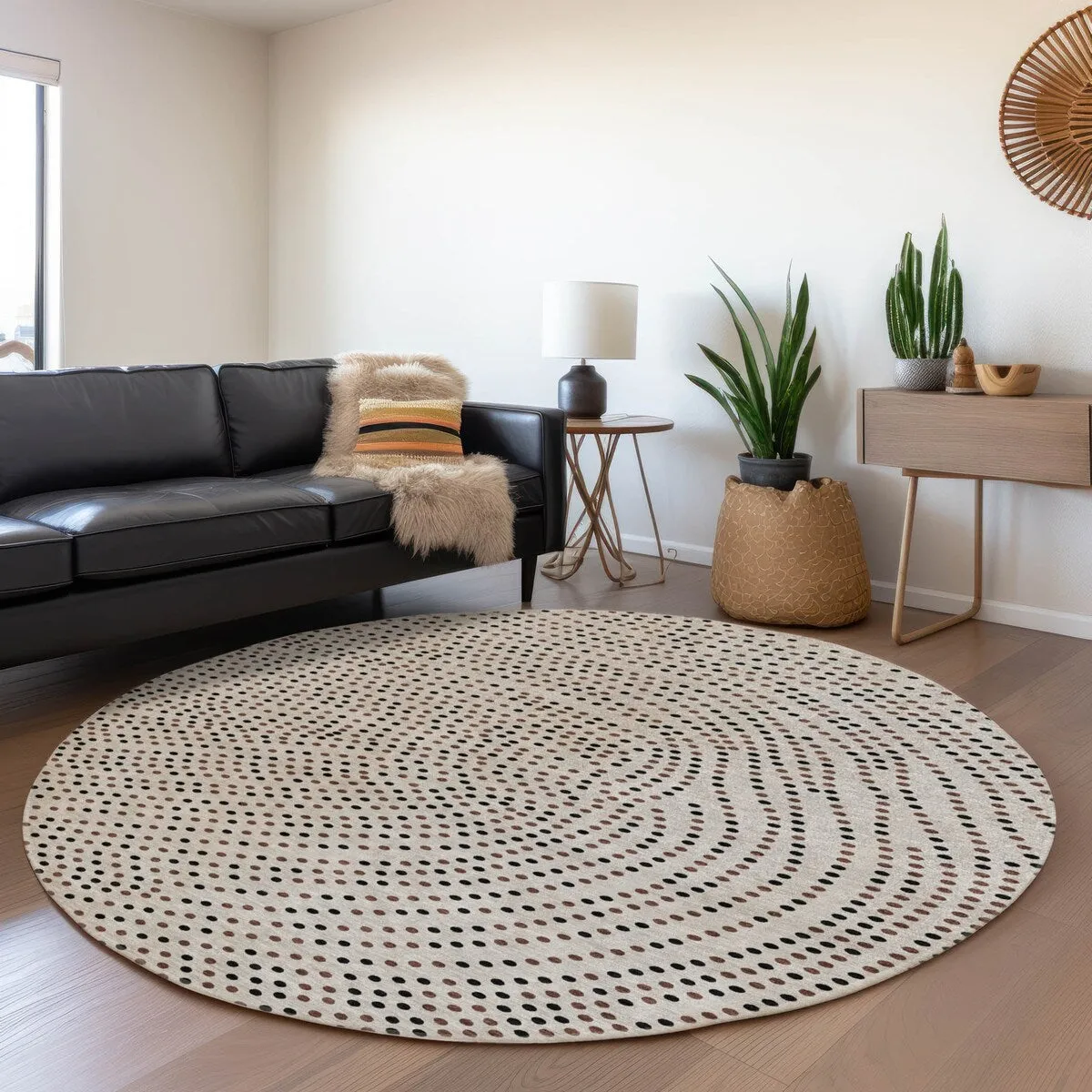 Machine Washable Indoor/ Outdoor Modern Dotty Chantille Rug