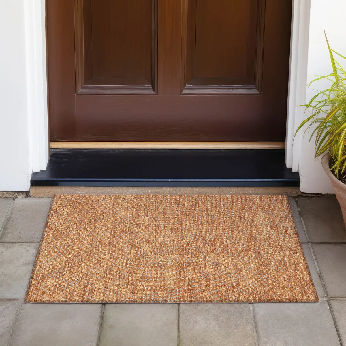 Machine Washable Indoor/ Outdoor Modern Dotty Chantille Rug