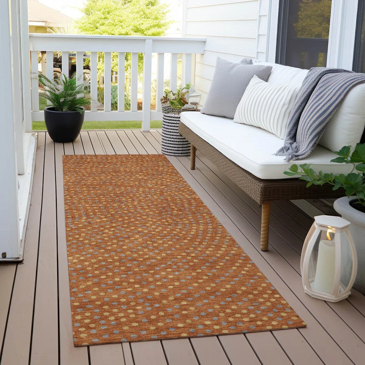 Machine Washable Indoor/ Outdoor Modern Dotty Chantille Rug
