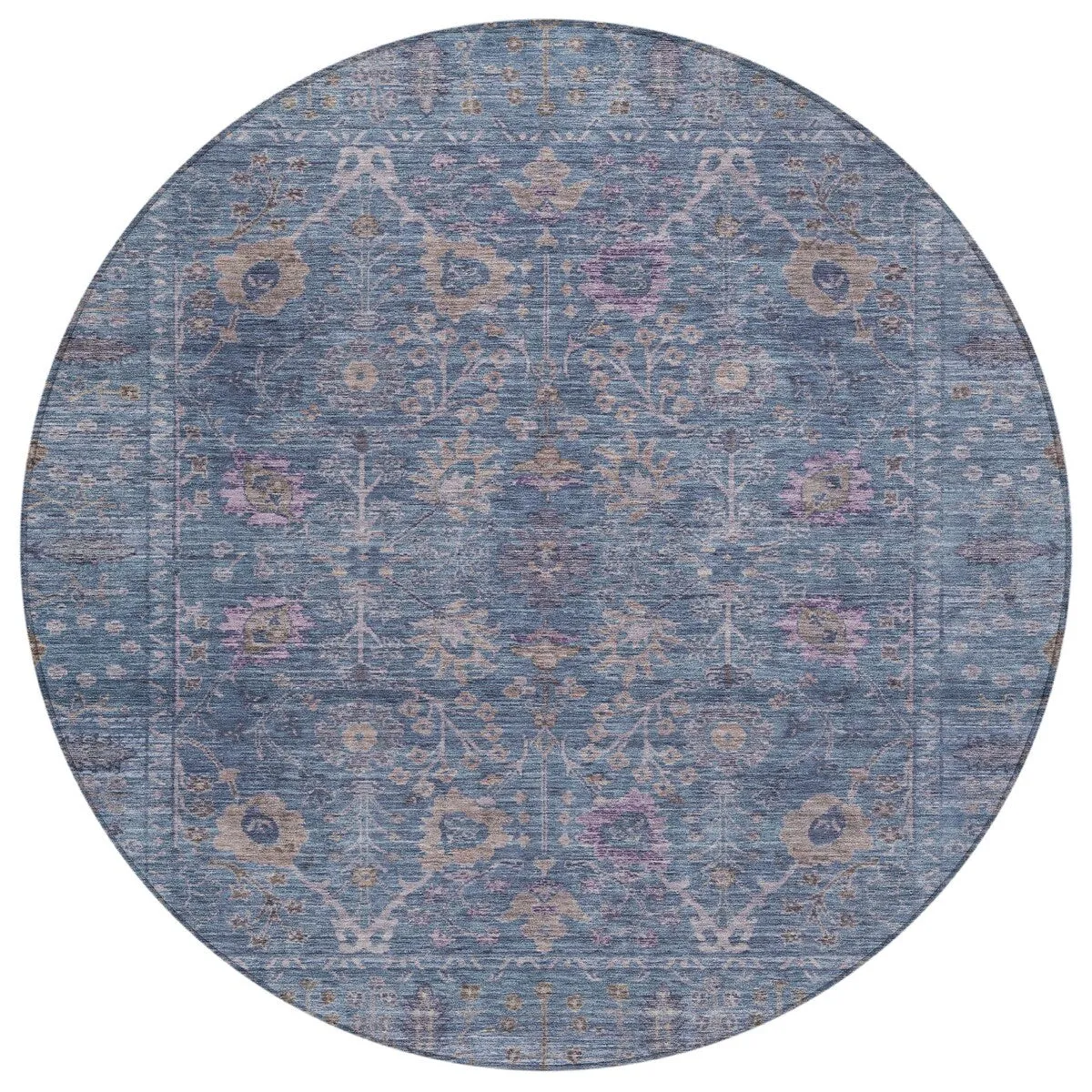 Machine Washable Indoor/ Outdoor Vintage Traditional Chantille Rug