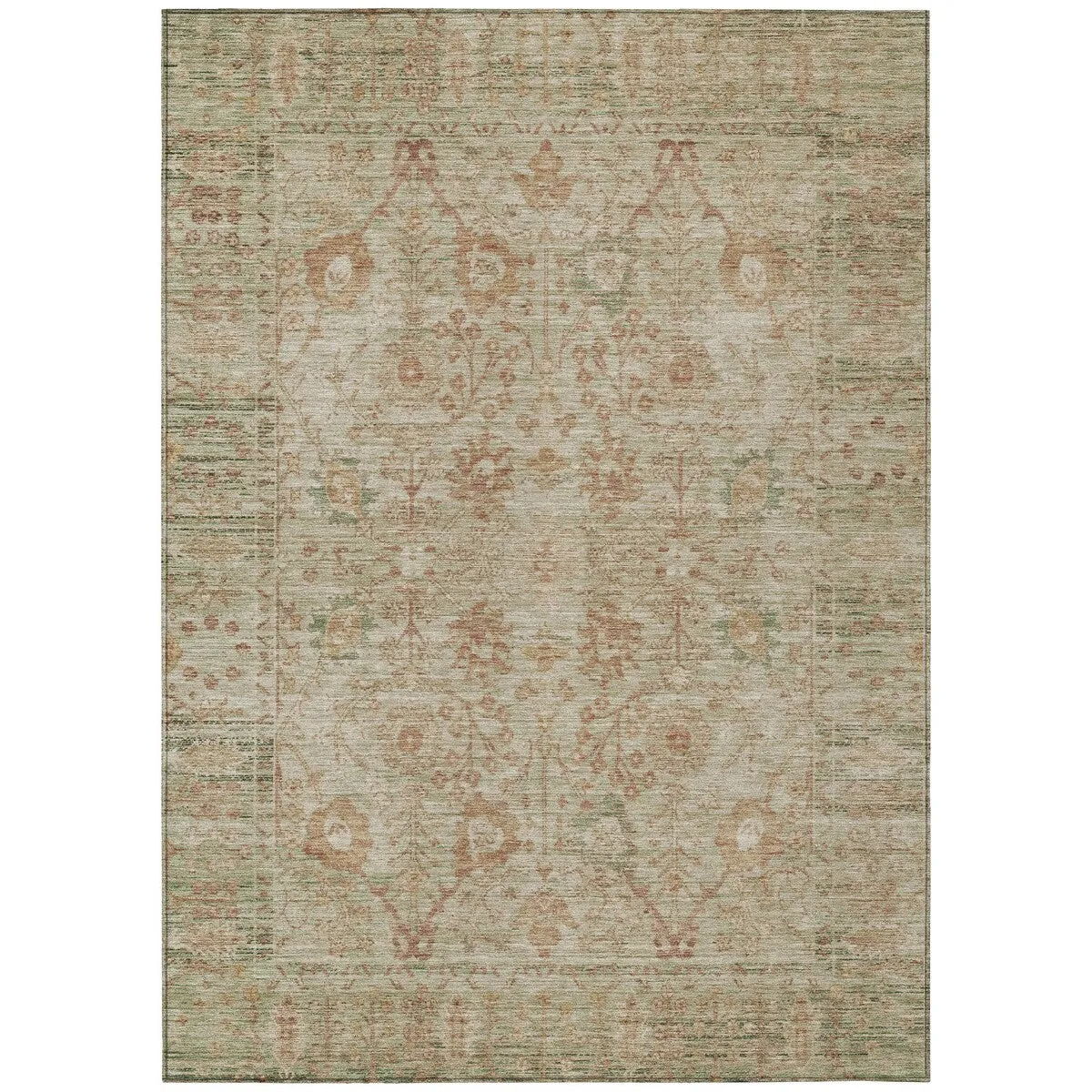 Machine Washable Indoor/ Outdoor Vintage Traditional Chantille Rug