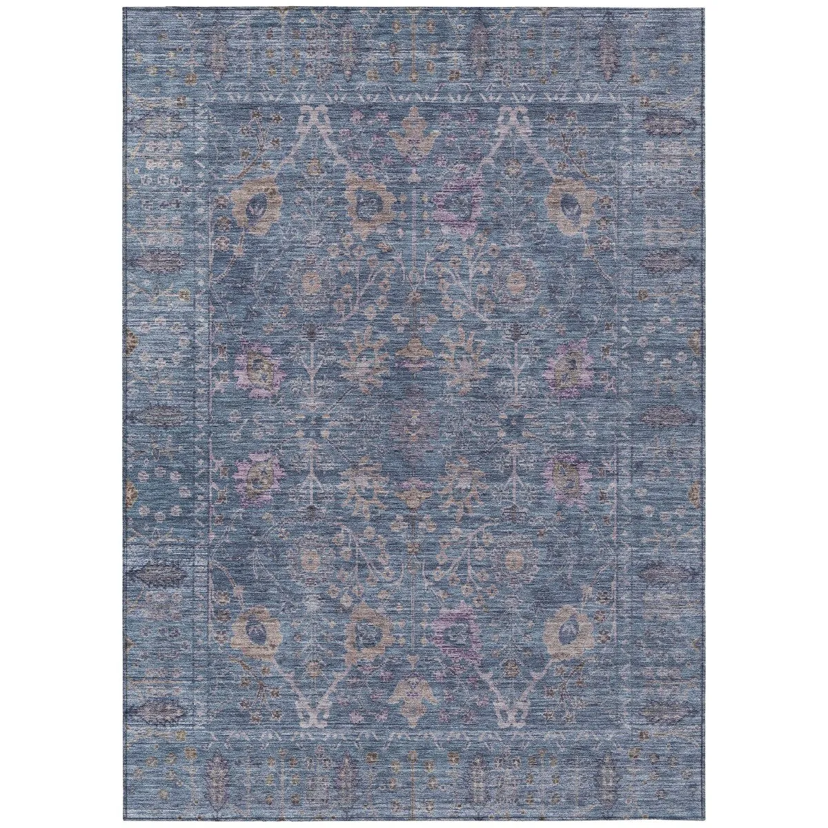 Machine Washable Indoor/ Outdoor Vintage Traditional Chantille Rug