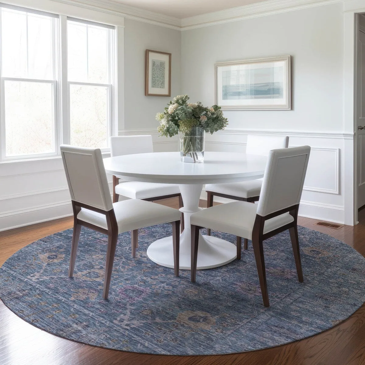 Machine Washable Indoor/ Outdoor Vintage Traditional Chantille Rug
