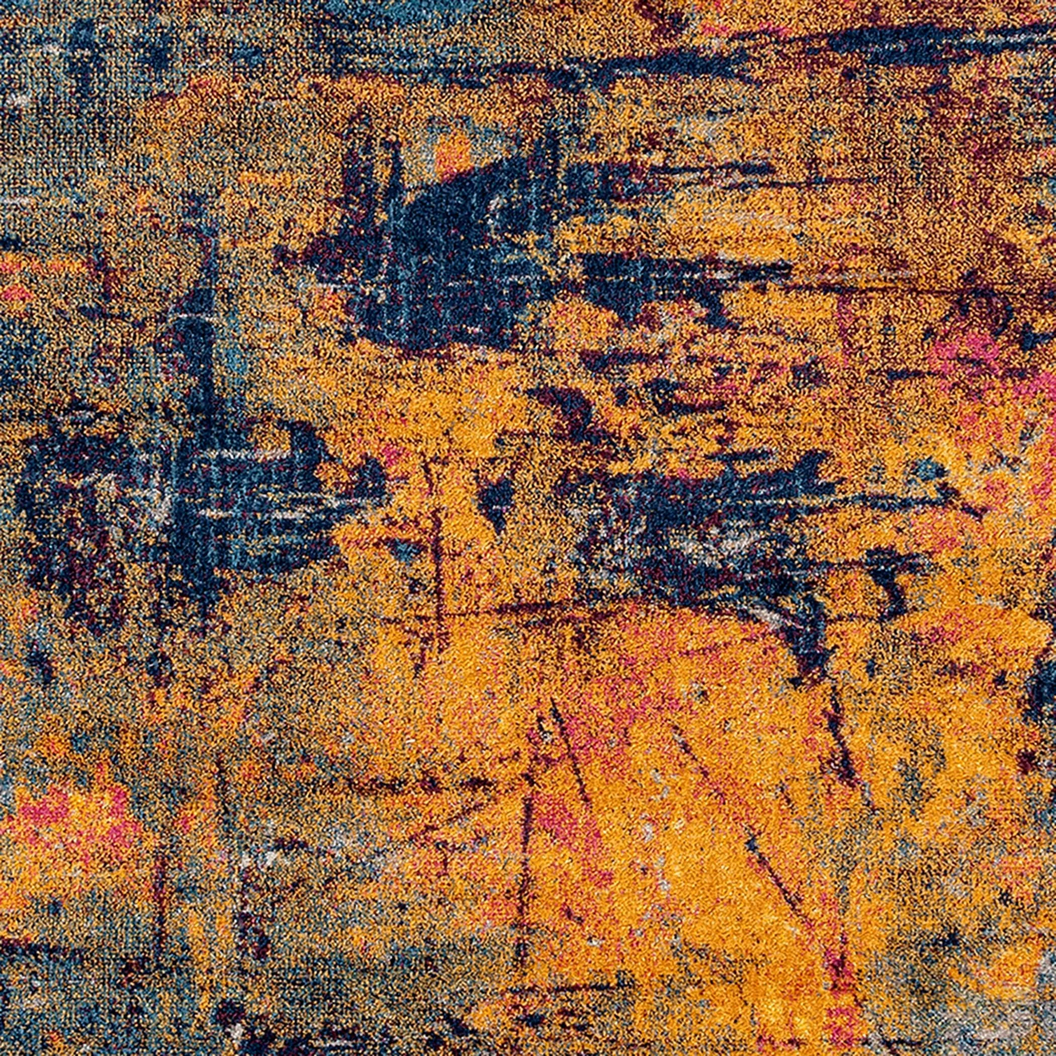 Maclin Modern Abstract Burnt Orange & Navy Polypropylene Area Rug