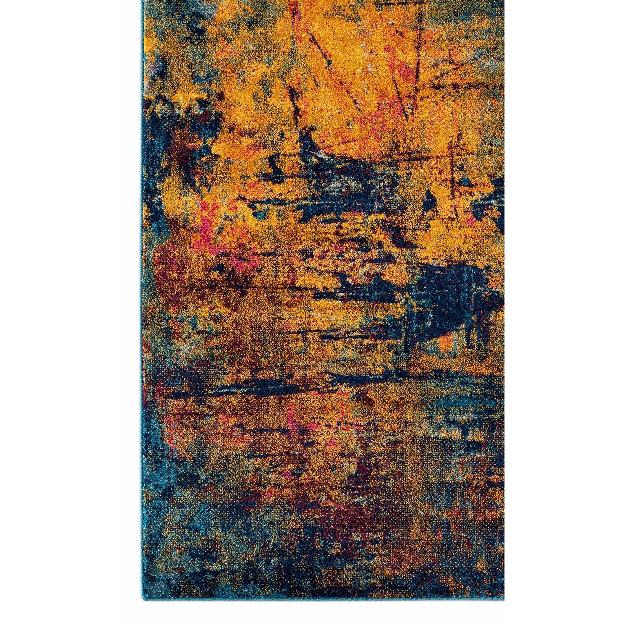 Maclin Modern Abstract Burnt Orange & Navy Polypropylene Area Rug