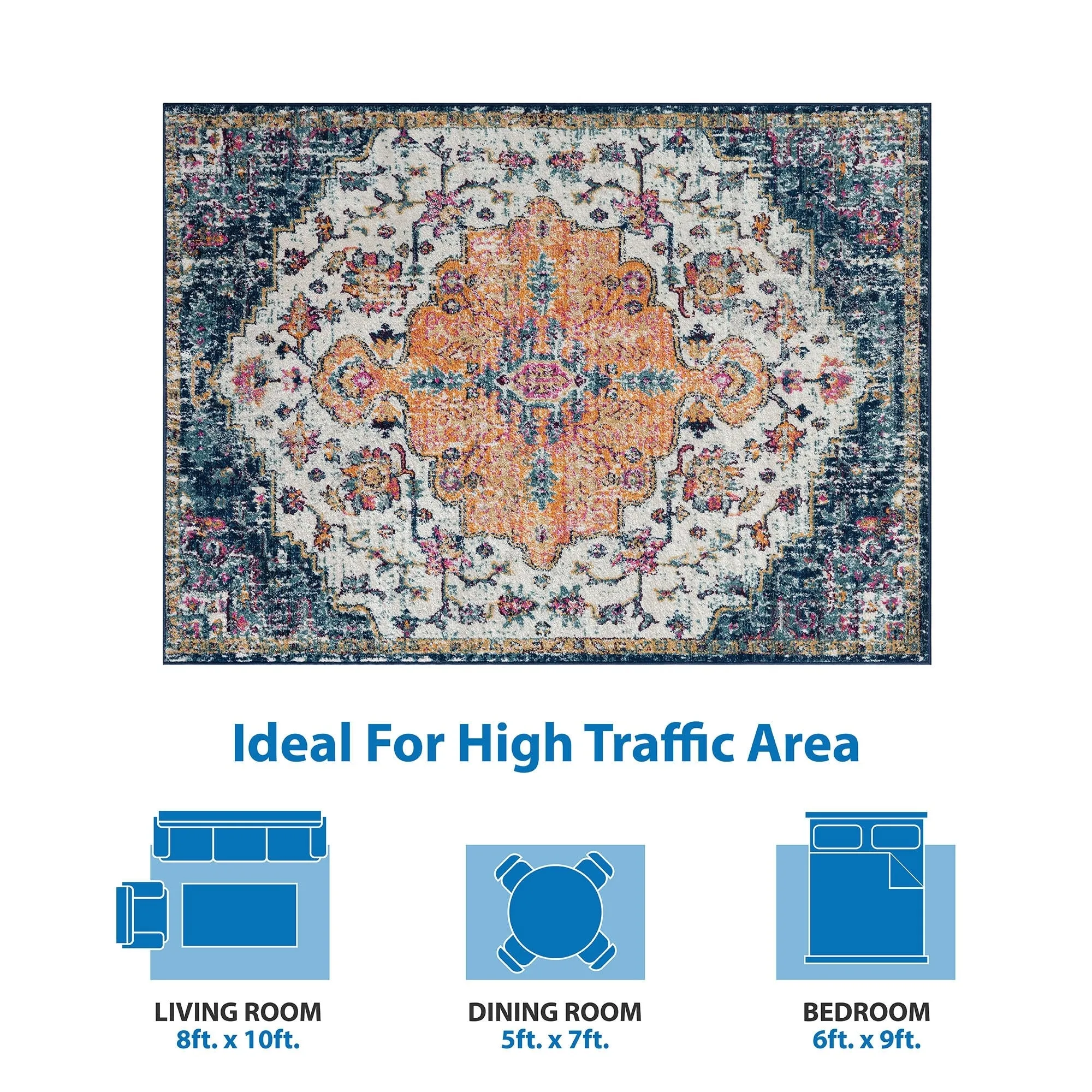 Madison Park Kenneth Boho Medallion Woven Area Rug