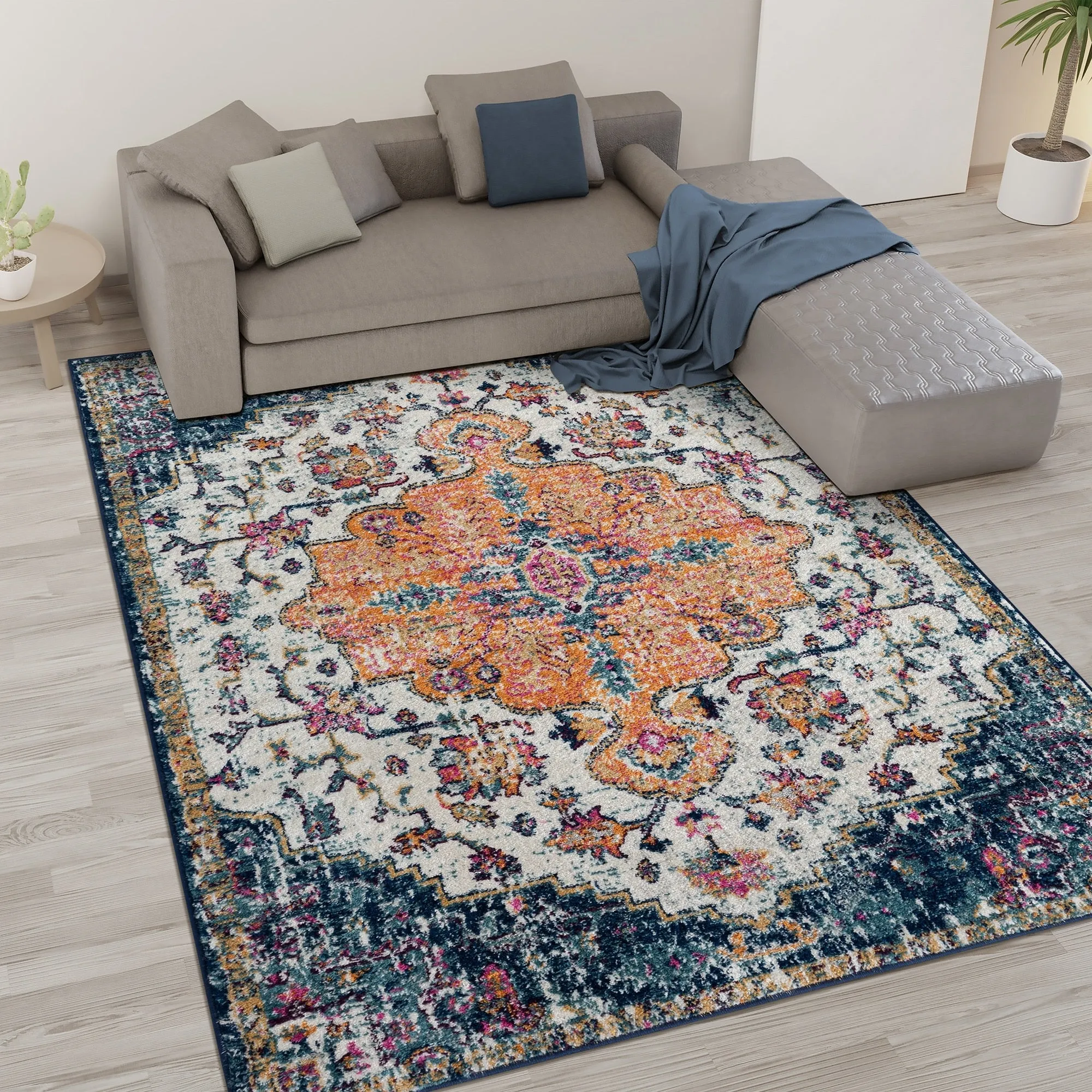 Madison Park Kenneth Boho Medallion Woven Area Rug