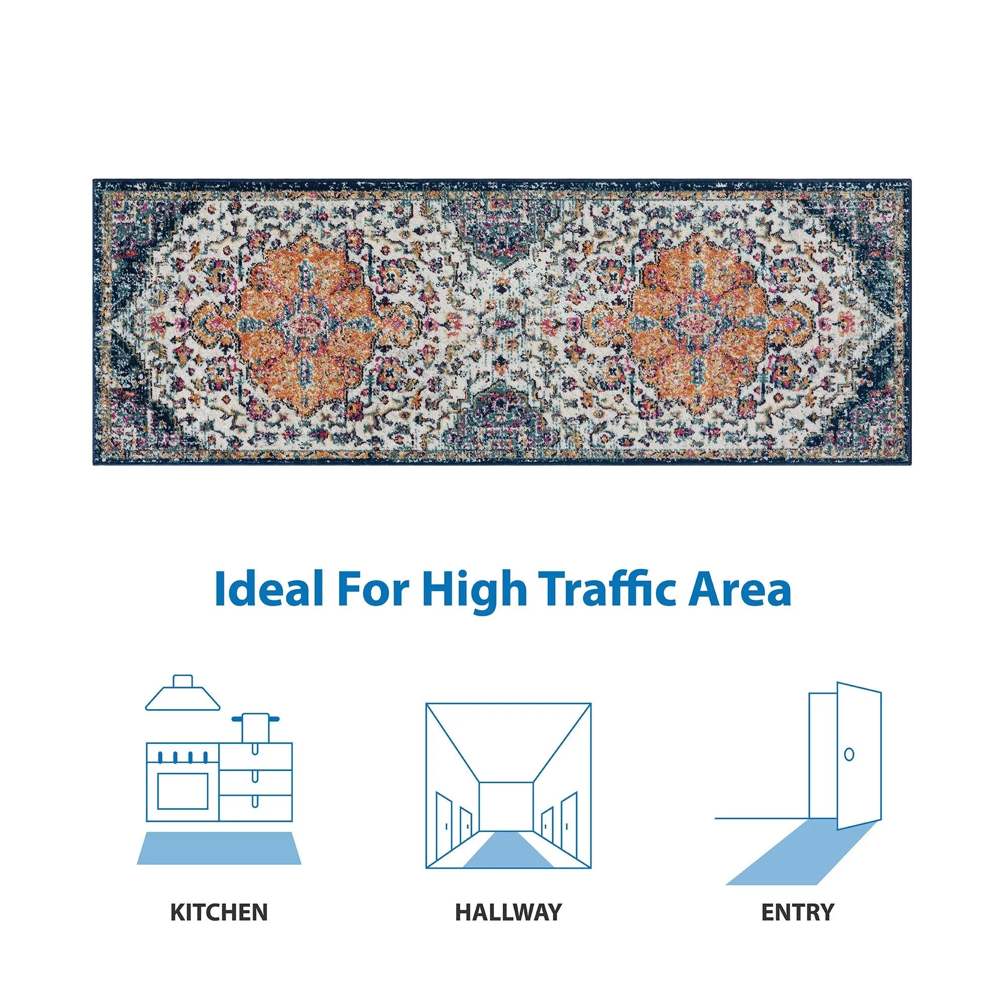 Madison Park Kenneth Boho Medallion Woven Area Rug