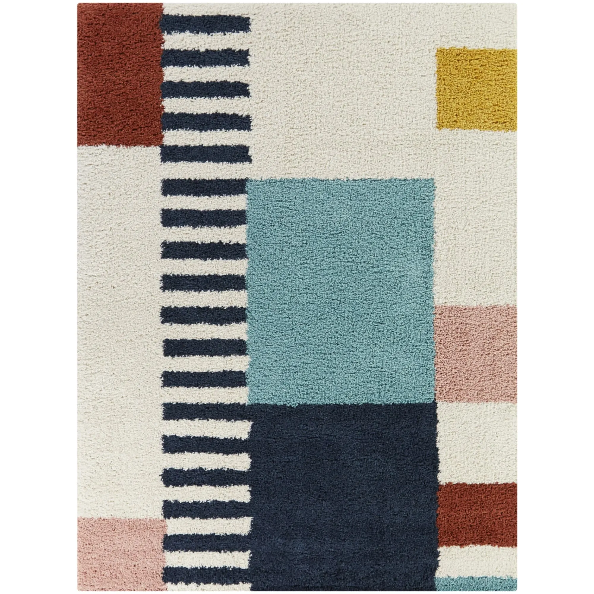 Marc Geometric Color Blocked Shag Area Rug