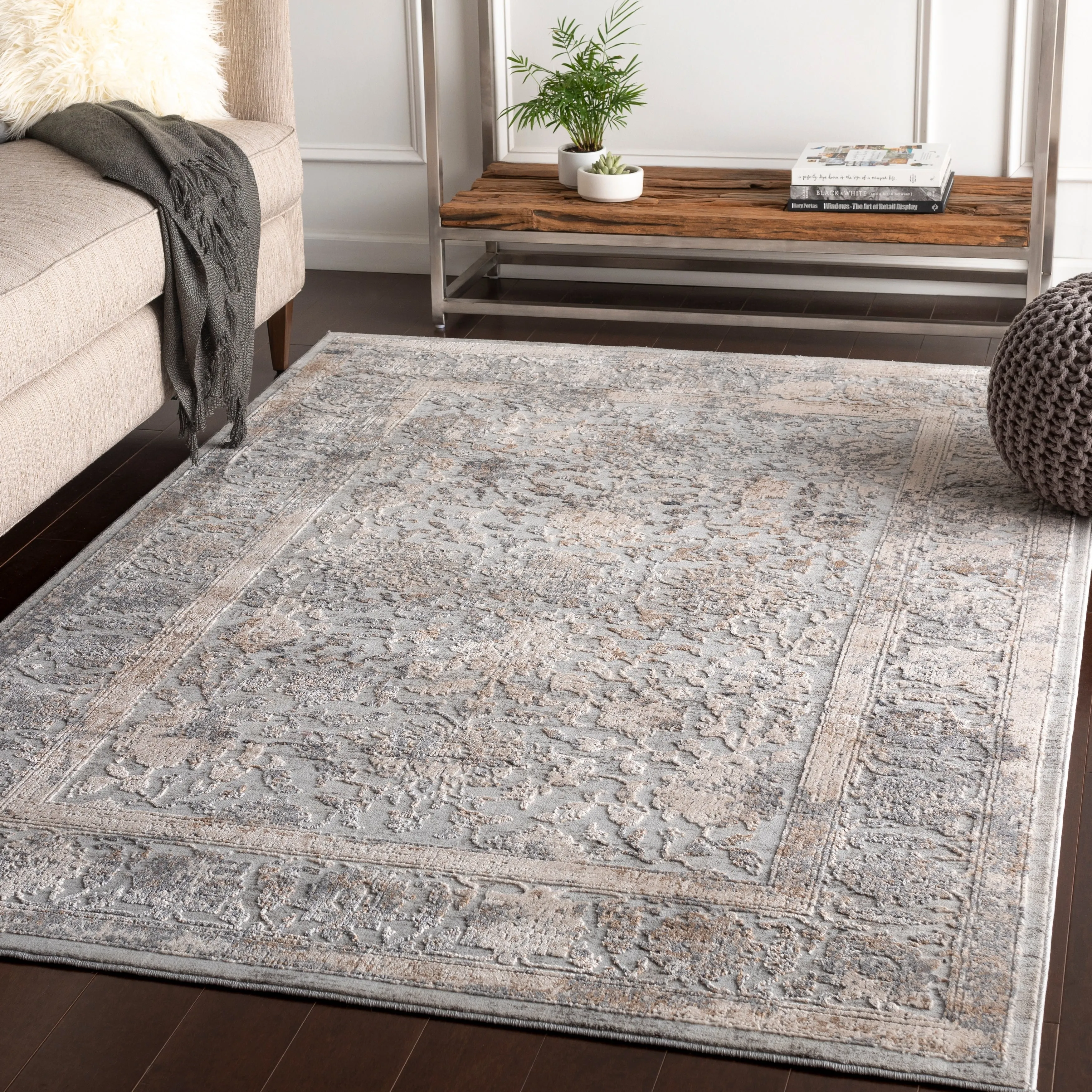 Margarethe Grey Traditional Area Rug - 5'3 x 7'3