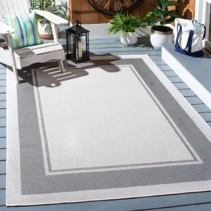 Martha Stewart by SAFAVIEH Washable Temenuzka Indoor/ Outdoor Waterproof Rug - Ivory/Grey - 8' x 10'