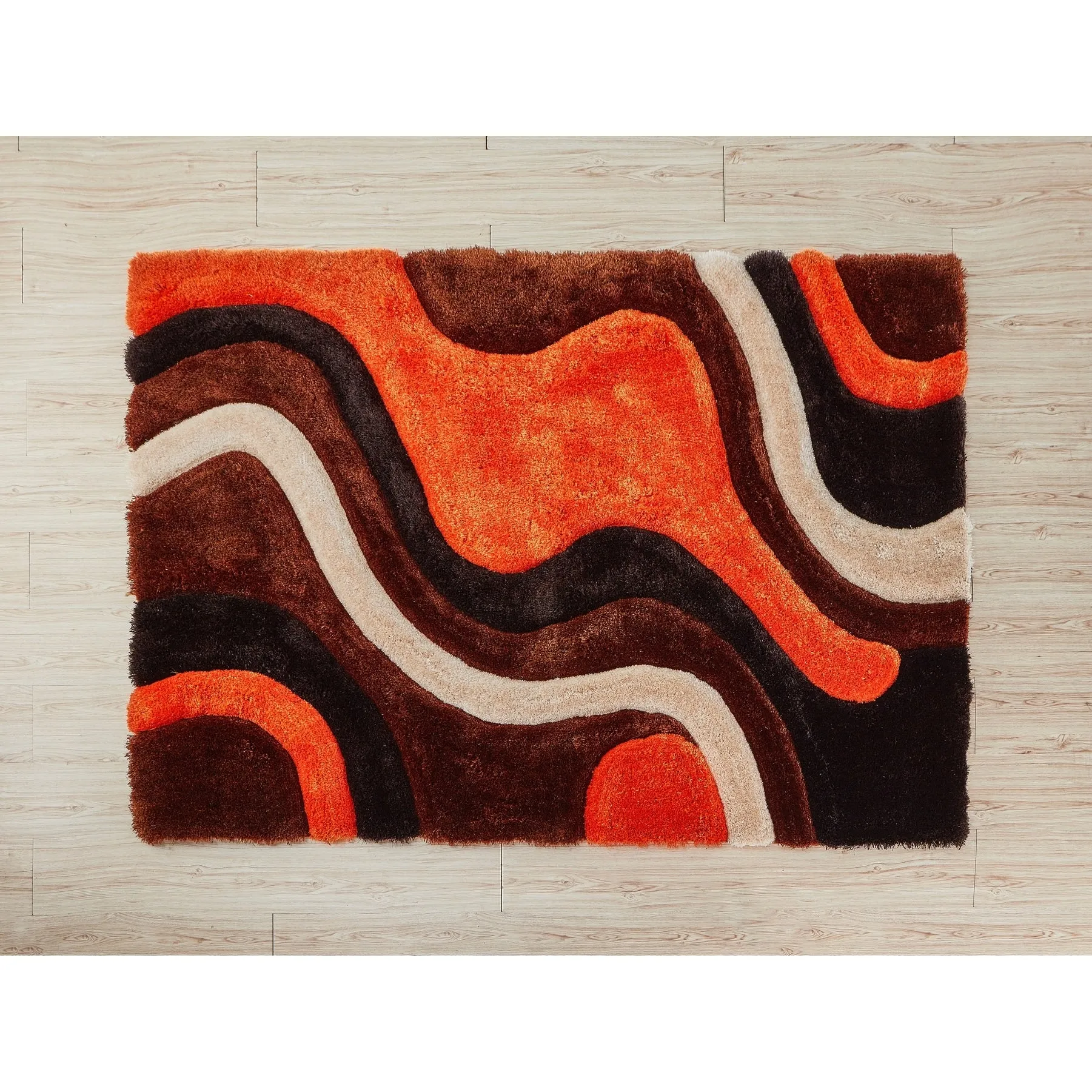 Mateos Collection Geometric Orange/Brown Area Rug