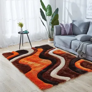 Mateos Collection Geometric Orange/Brown Area Rug