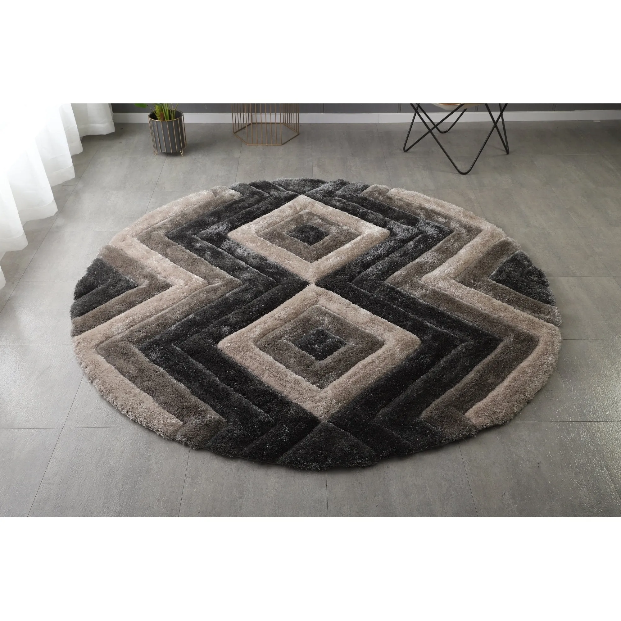 Mateos Shag Collection Geometric Area Rug