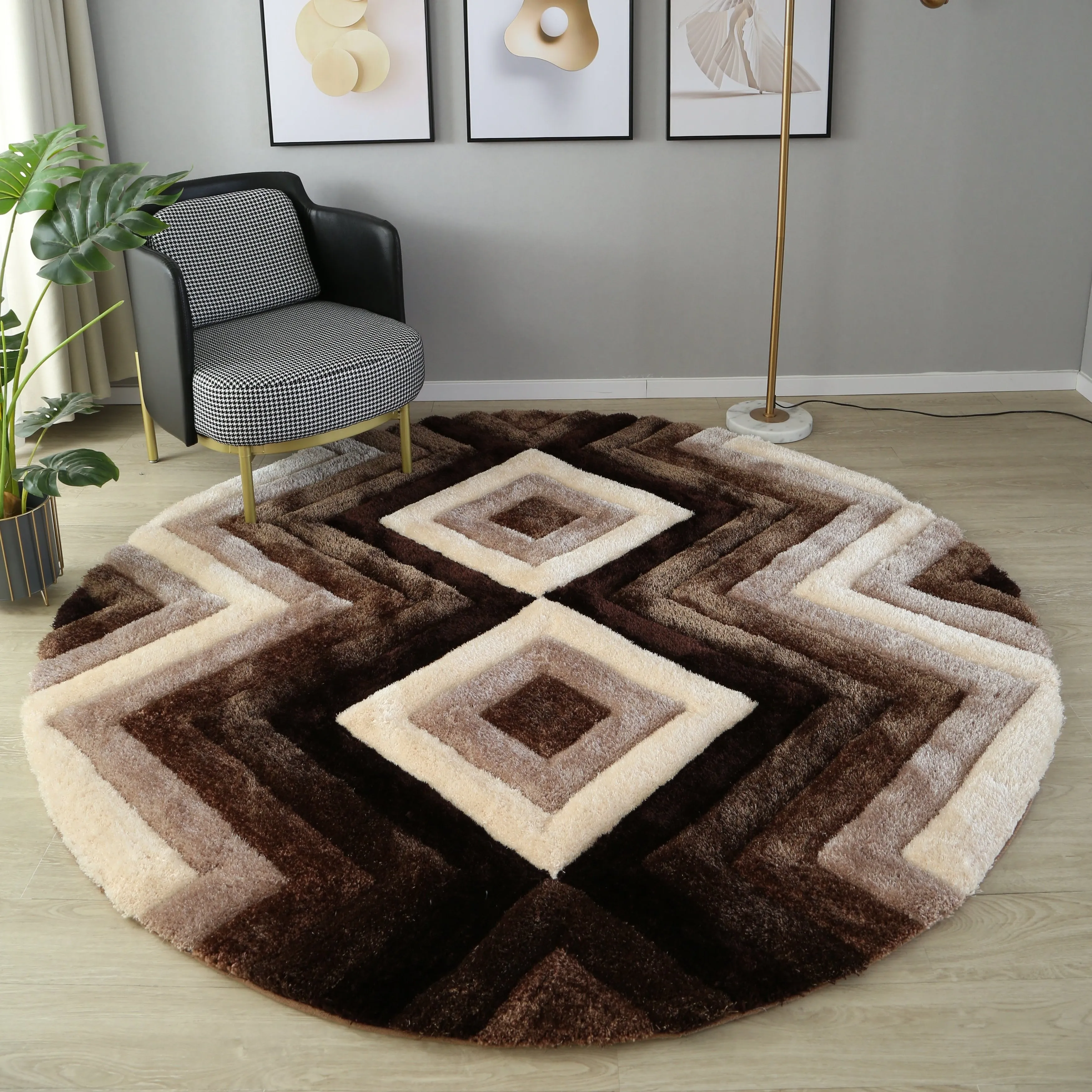 Mateos Shag Collection Geometric Area Rug