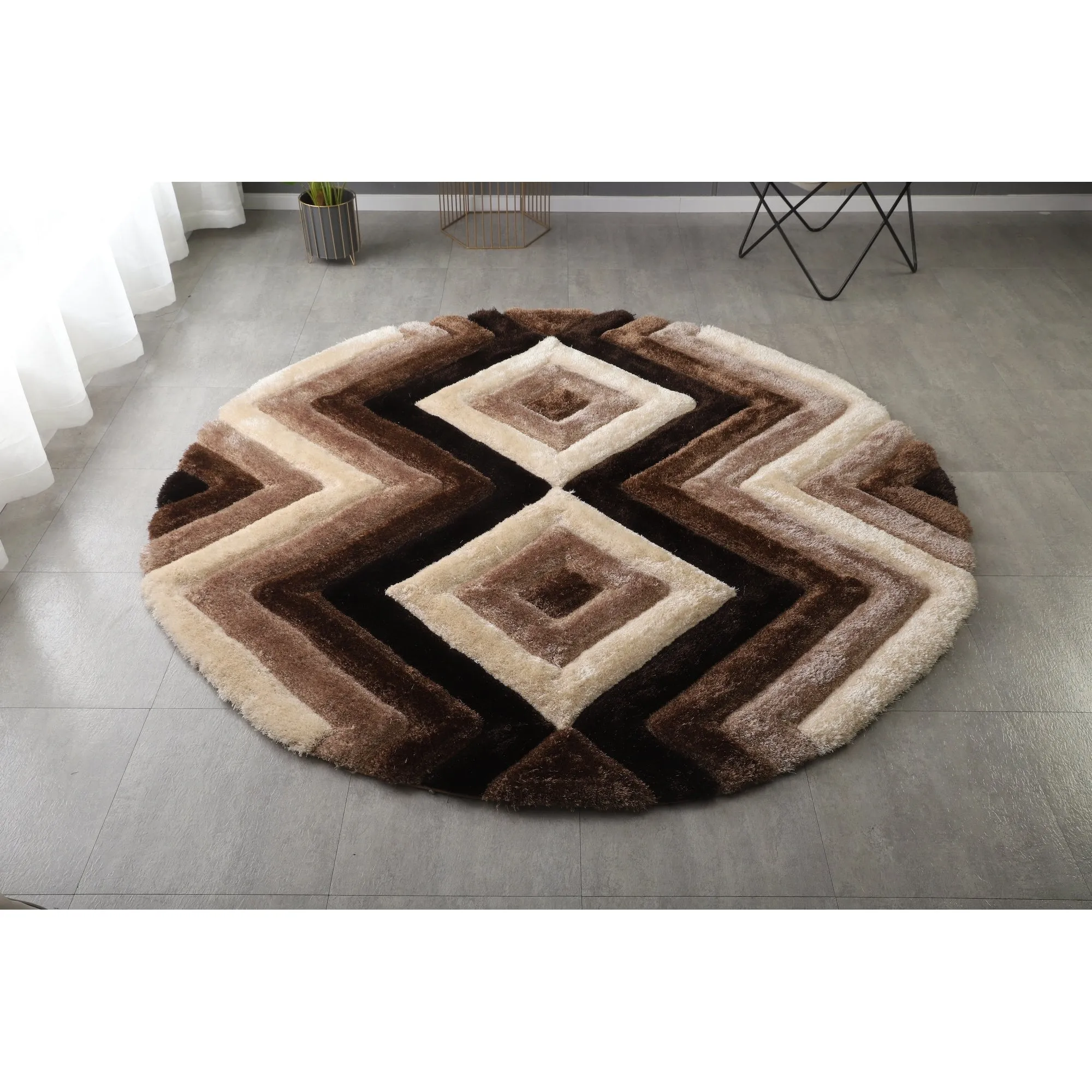 Mateos Shag Collection Geometric Area Rug