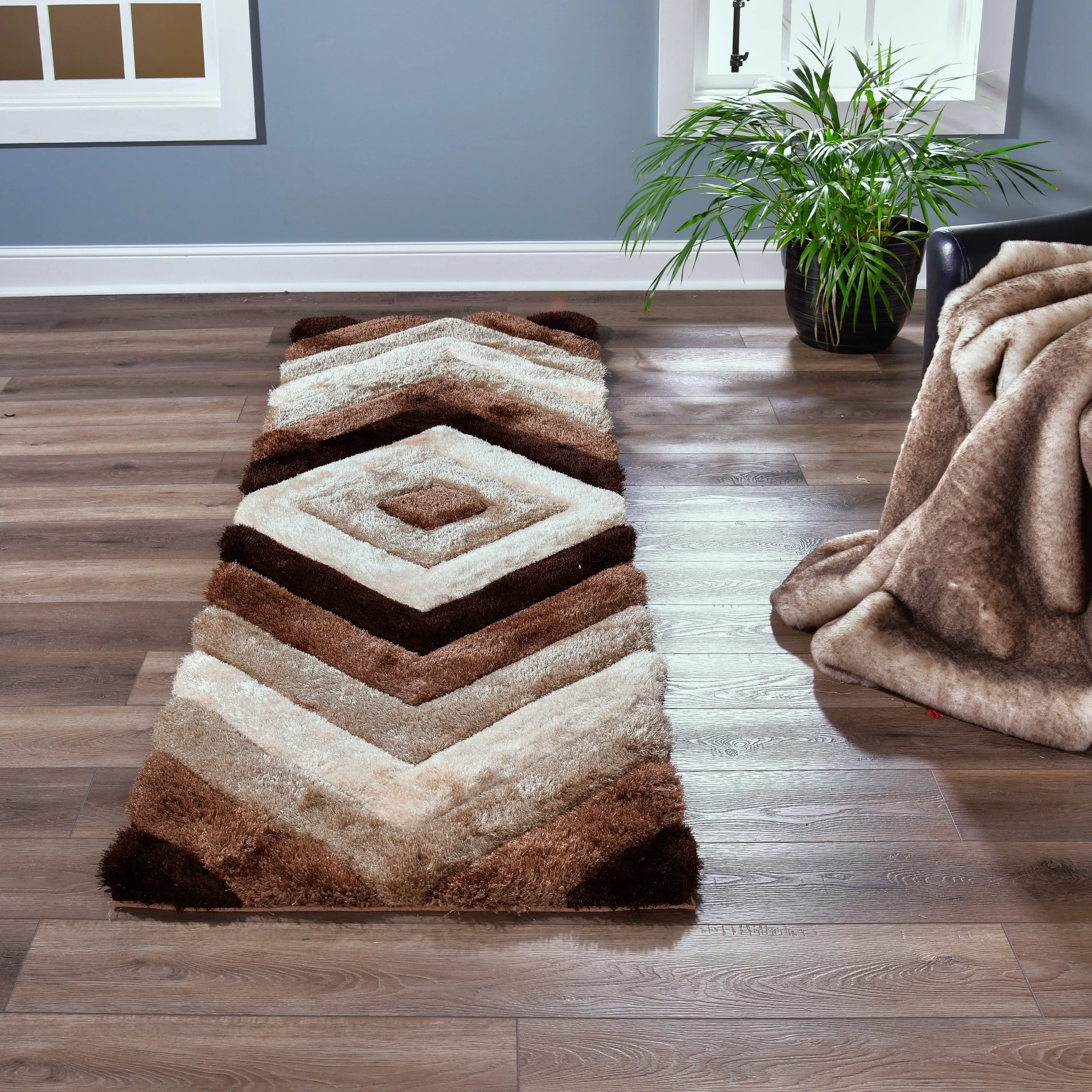 Mateos Shag Collection Geometric Area Rug