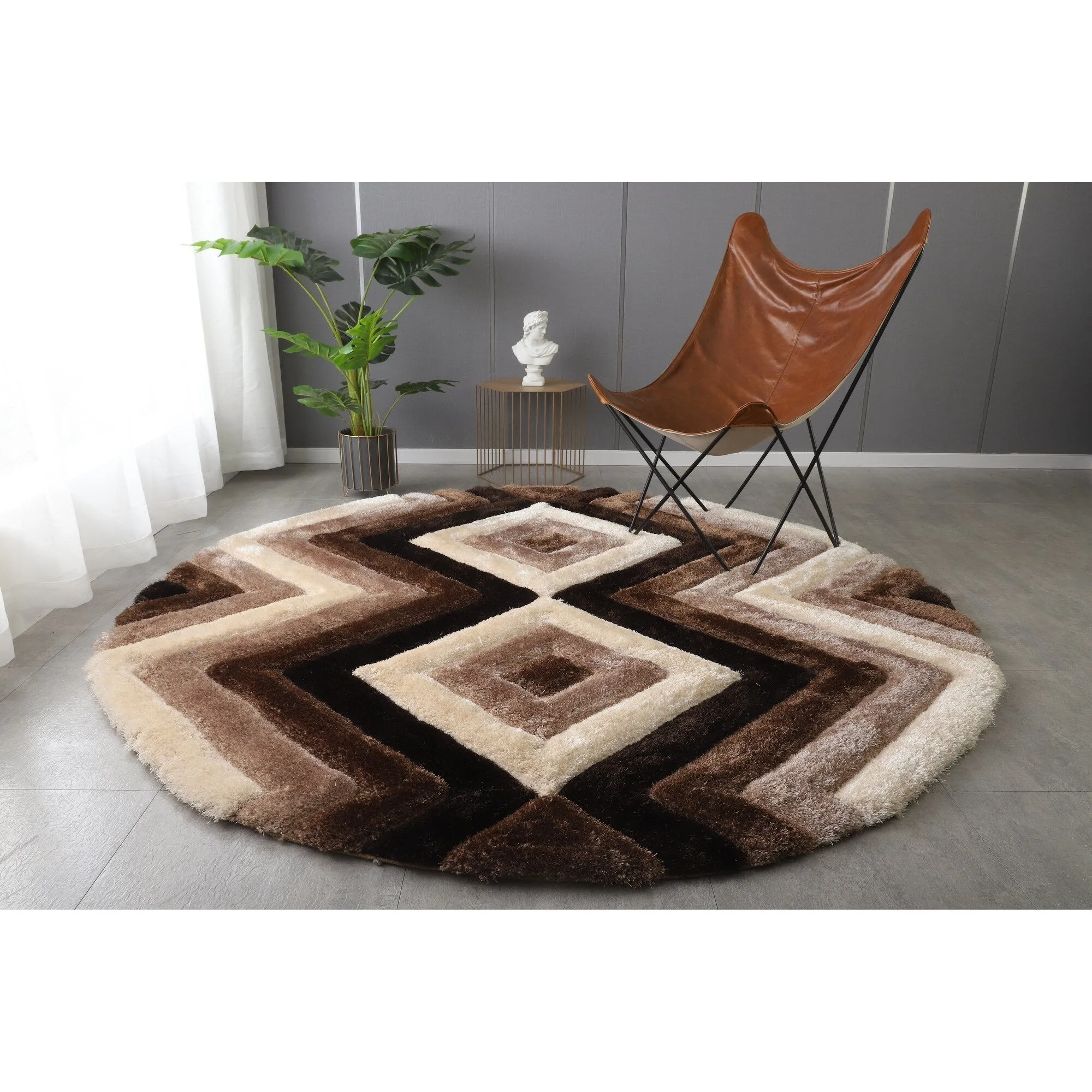 Mateos Shag Collection Geometric Area Rug