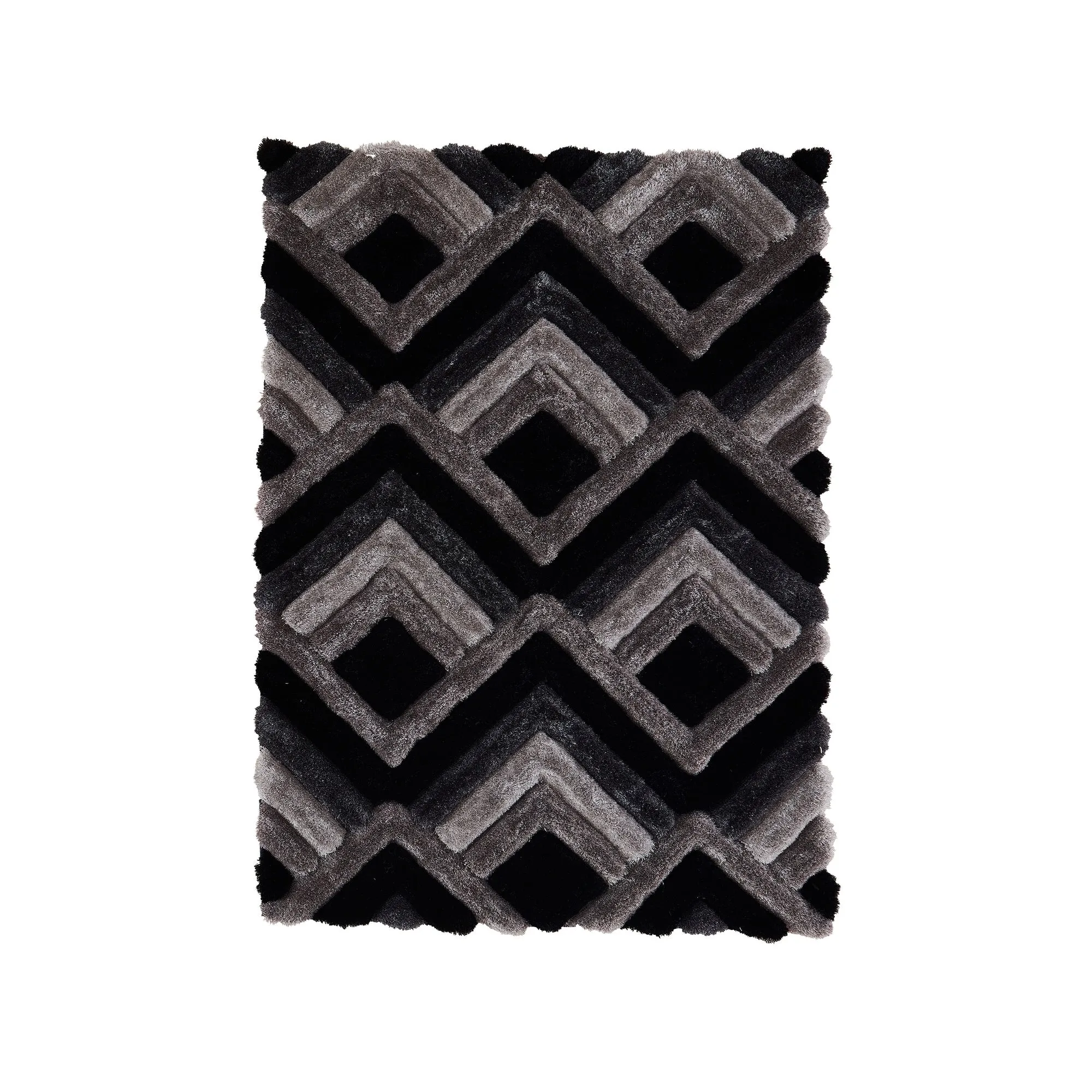 Mateos Shag Collection Grey/Beige/Black Area Rug