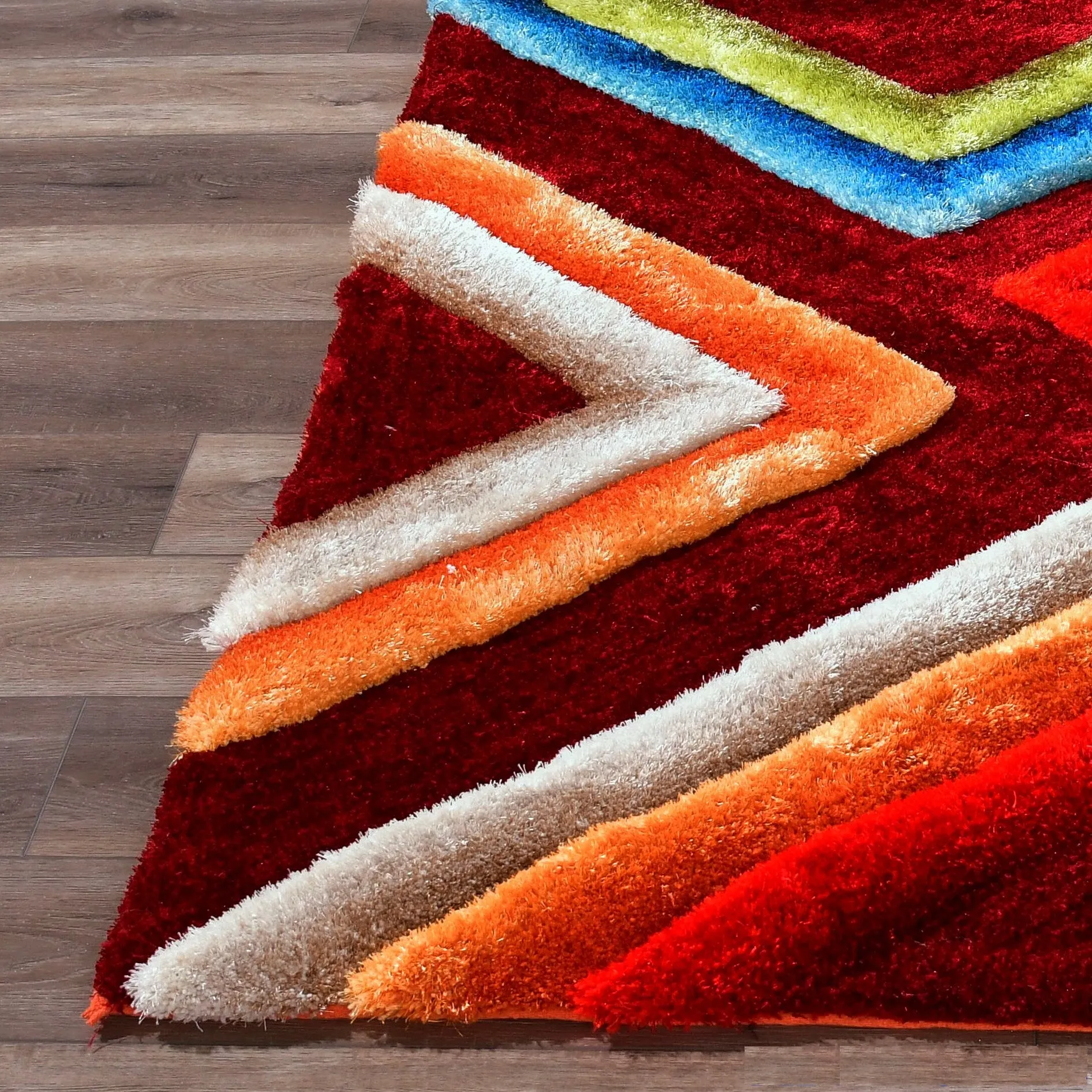 Mateos Shag Collection Multicolor Abstract Area Rug