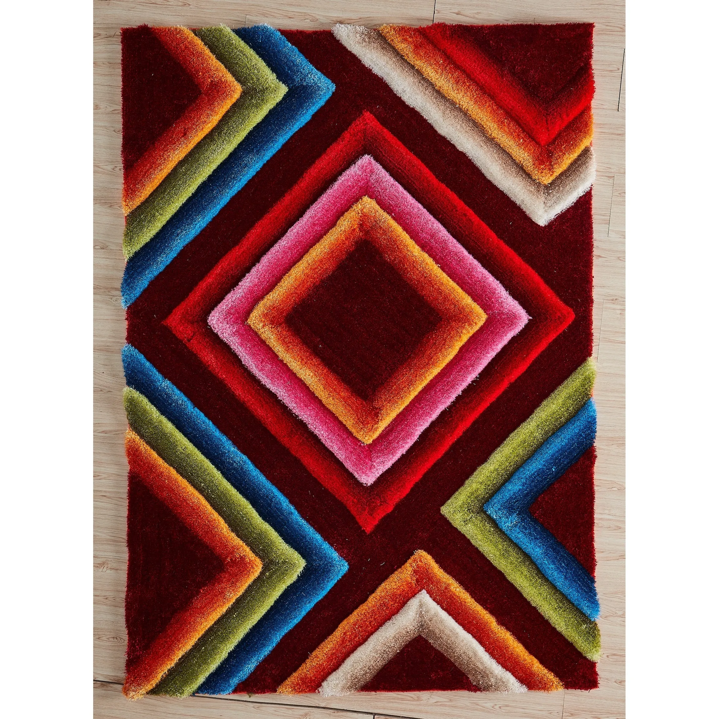 Mateos Shag Collection Multicolor Abstract Area Rug
