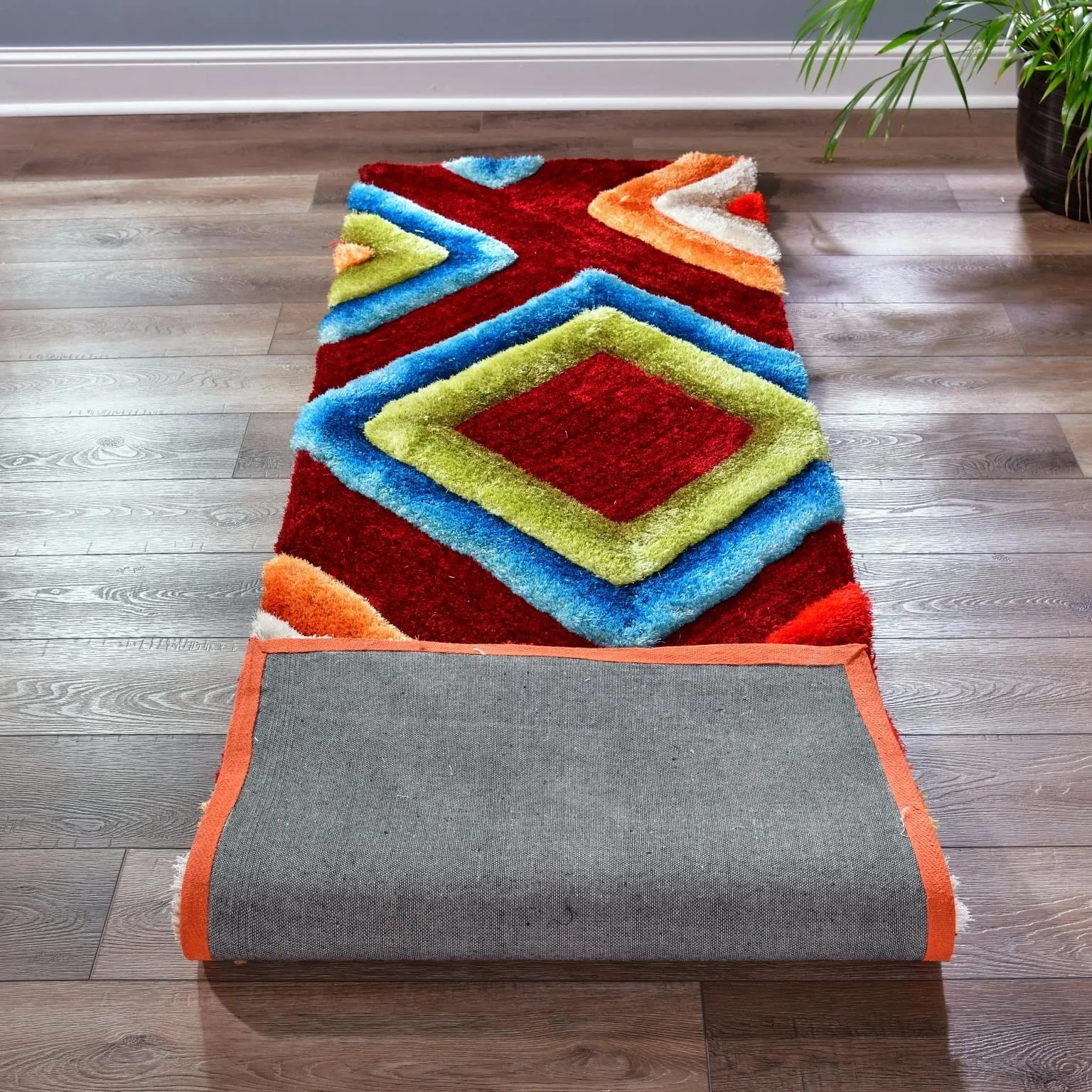 Mateos Shag Collection Multicolor Abstract Area Rug