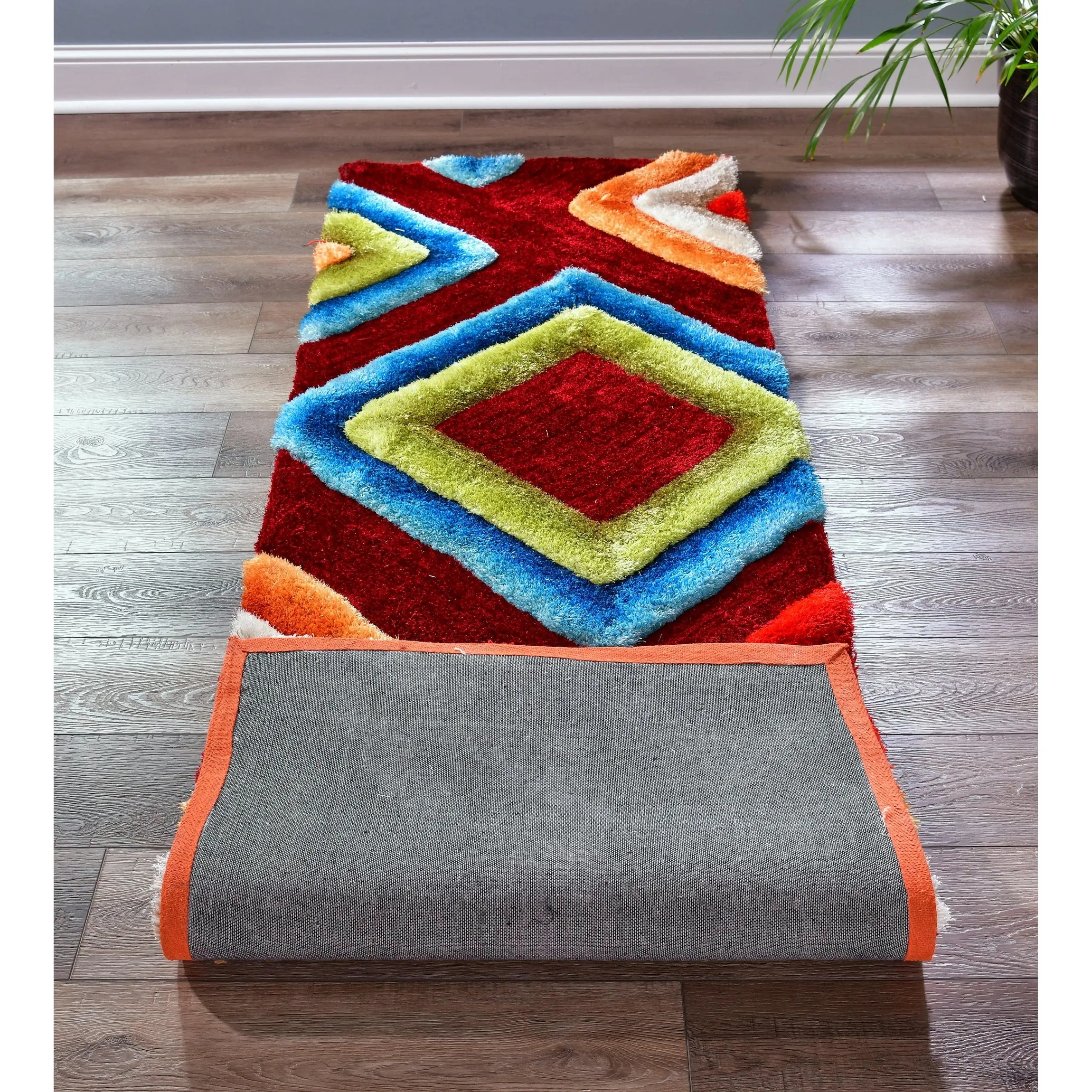 Mateos Shag Collection Multicolor Abstract Area Rug