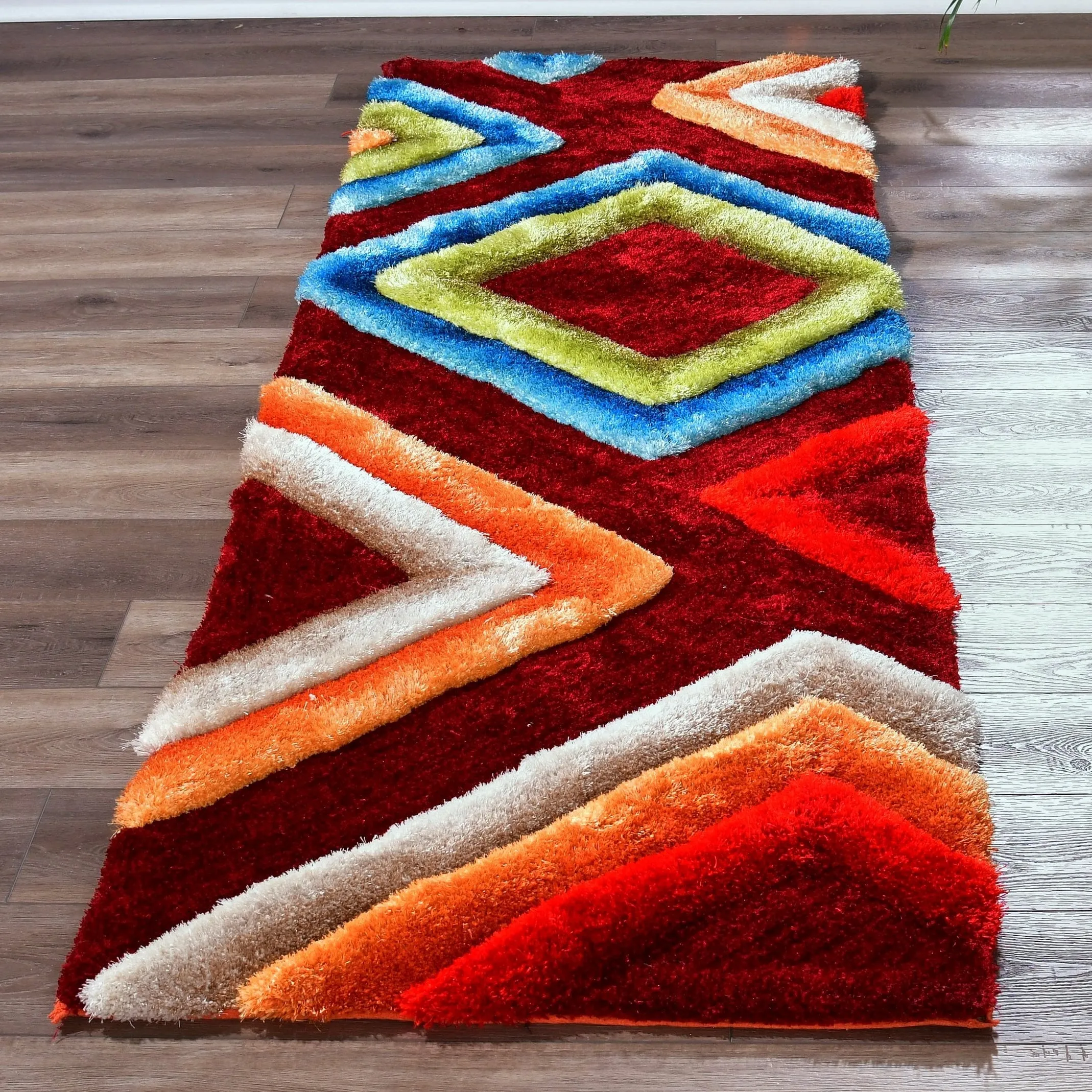Mateos Shag Collection Multicolor Abstract Area Rug