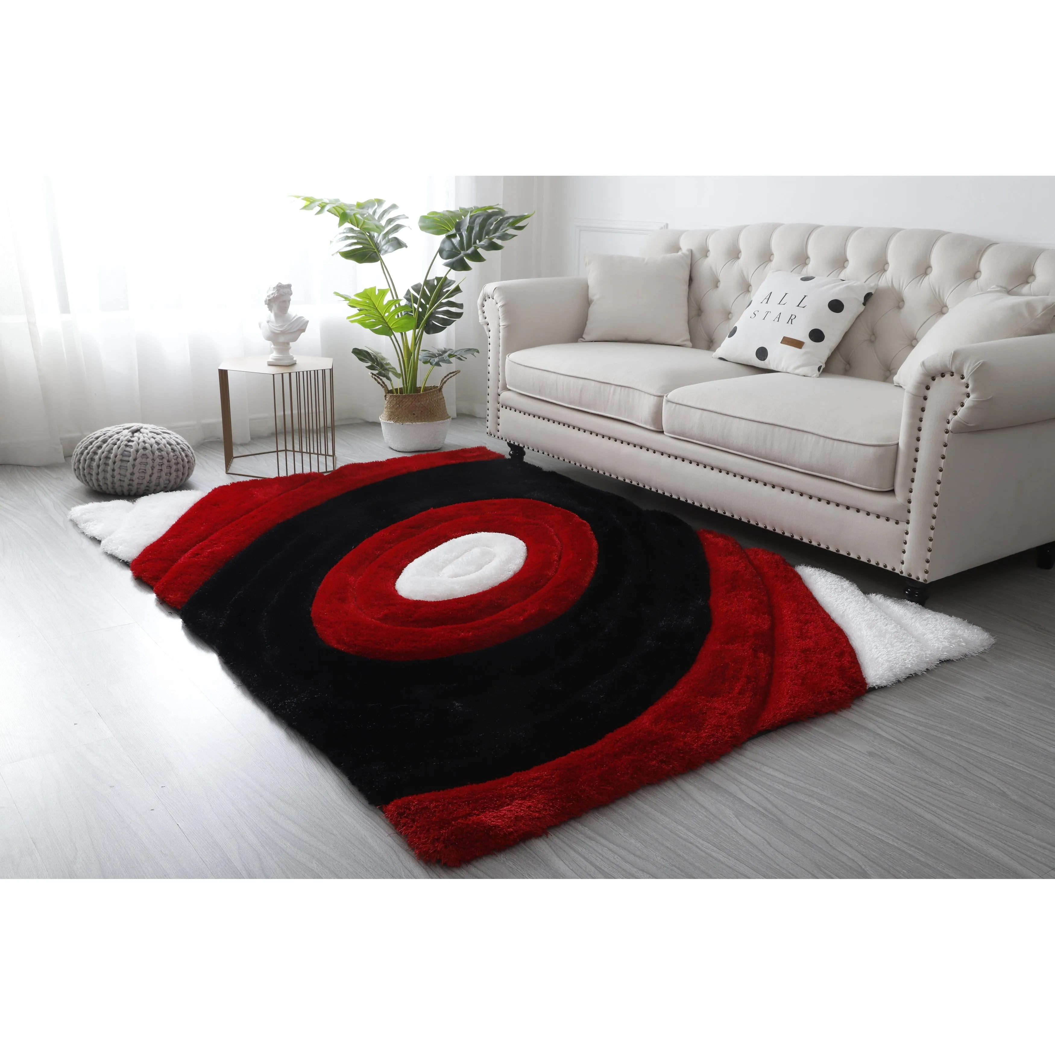 Mateos Shag Collection Red/Black Area Rug